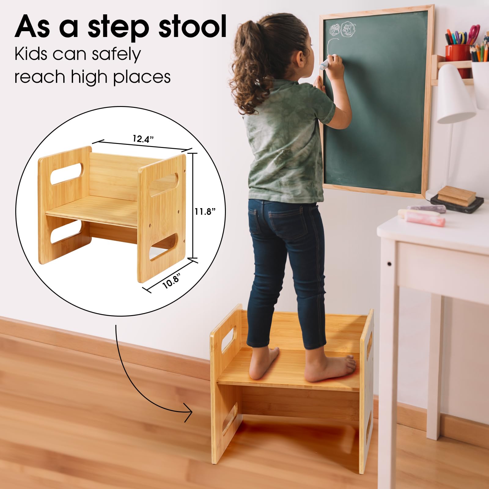 Montessori Weaning Table and Chair Set for Toddlers 1-3 Years - Natural Bamboo Kids Activity Desk & Chairs for Dining, Reading, Playtime - CPC Certified Safe & Eco-Friendly - Perfect for Home, Preschool & Daycare Learning Spaces