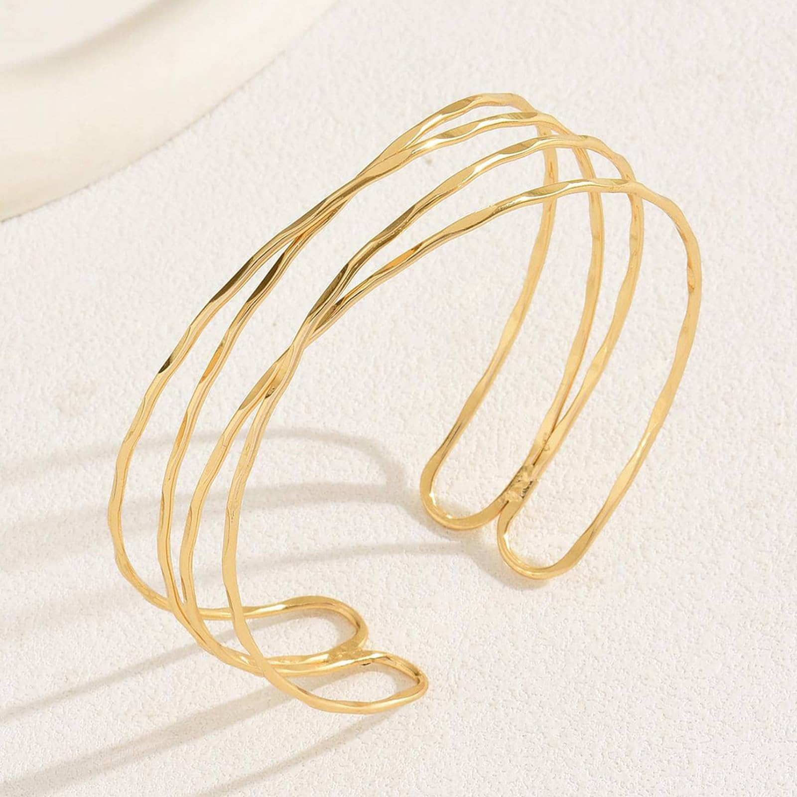 Gold Arm Cuff Bracelet for Women - Chunky Bangle Armband Jewelry - Perfect for Summer Dresses & Boho Outfits - Elegant Accessory for Parties, Weddings & Beach Vacations