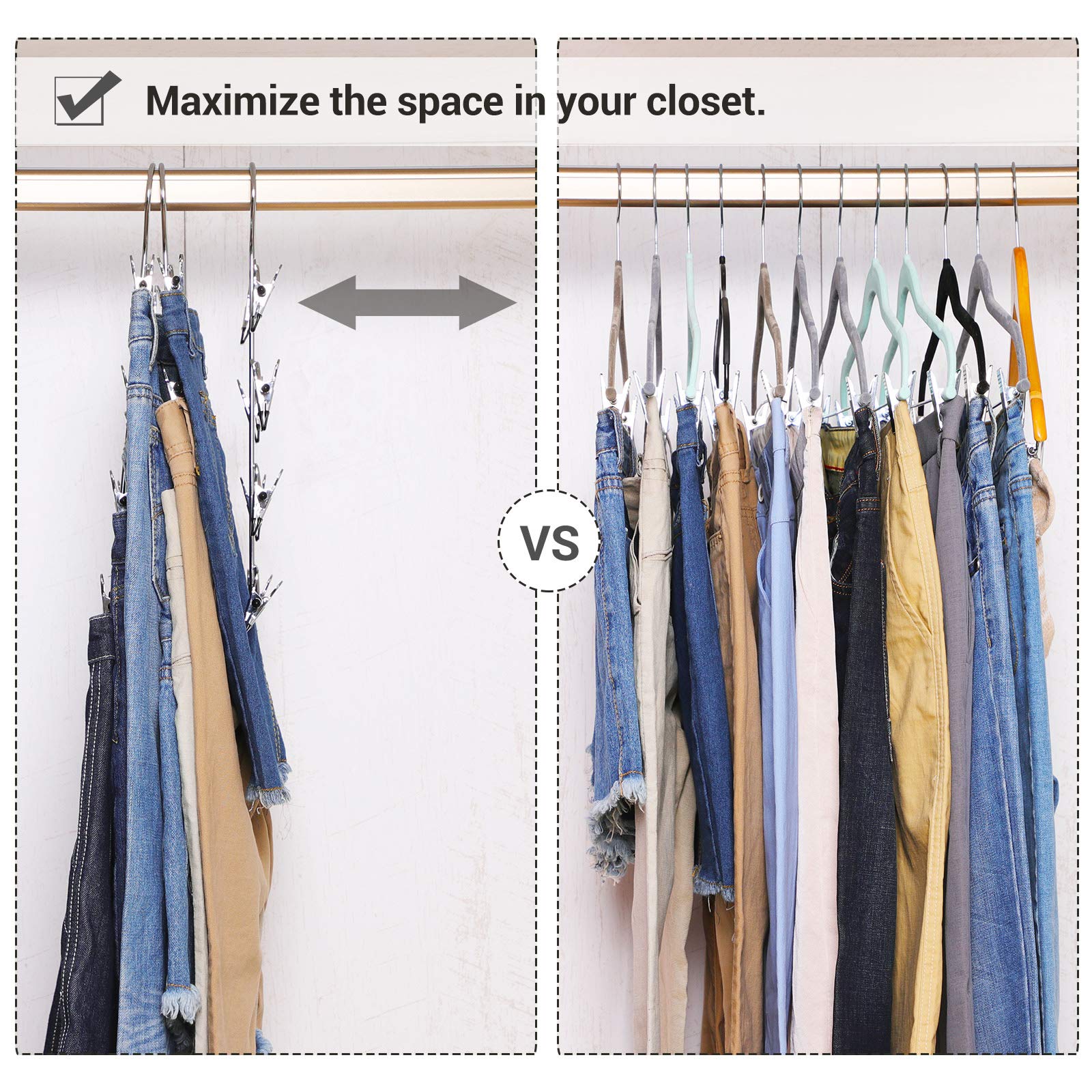 SONGMICS 4-Tier Space Saving Pants Hangers with Non-Slip Clips - Set of 3 Multi-Functional Skirt & Trouser Organizers for Closet Storage - Perfect for Wardrobe, Laundry Room, and Travel Packing (Silver, UCRI042BK)