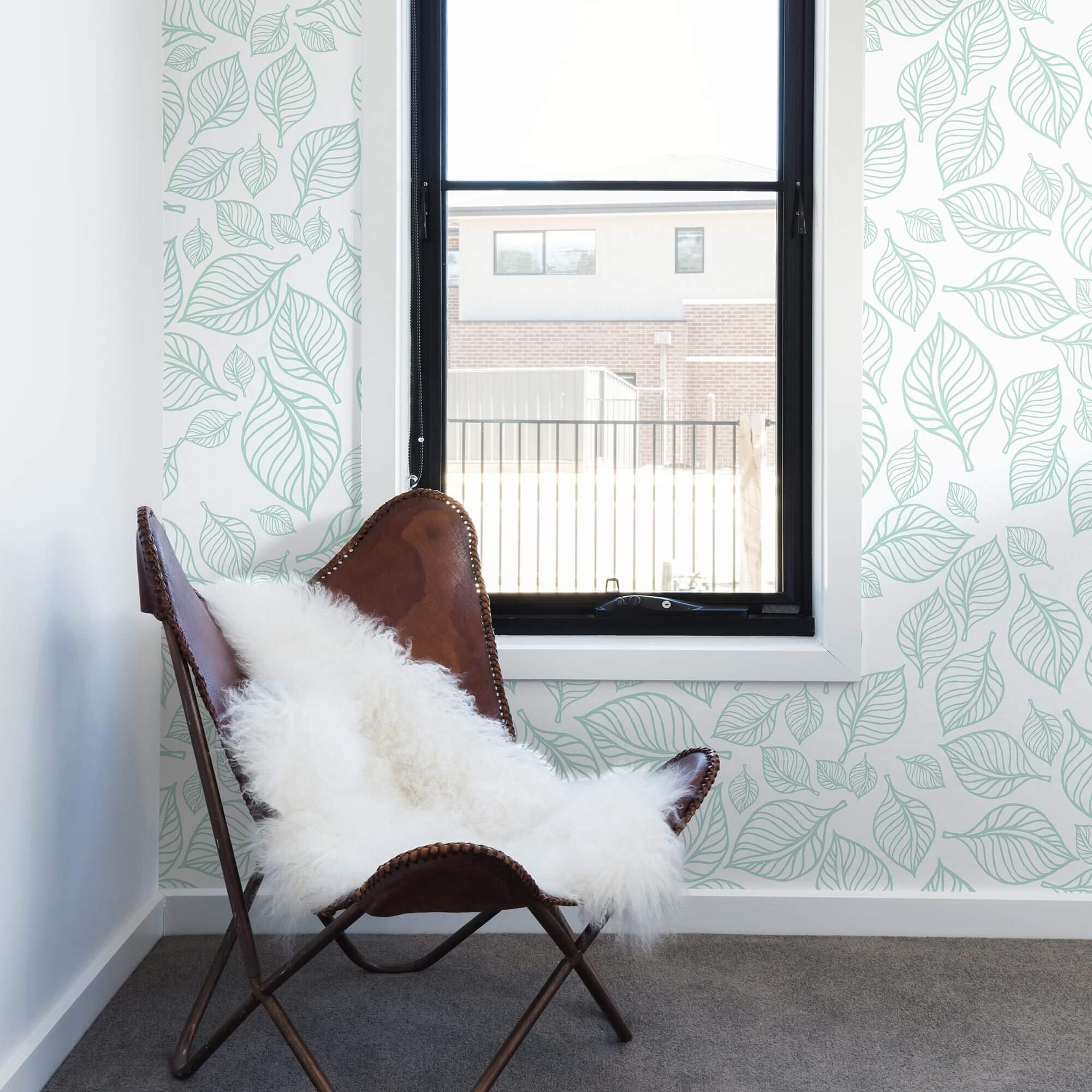 Green and White Floral Peel and Stick Removable Wallpaper 4112 - Self-Adhesive Decorative Wallpaper for Bedroom, Living Room, Nursery, and Office Decor