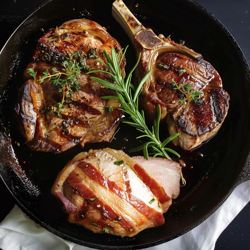 Premium Grumpy Butcher Steaks & Pork Chops Gift Box - 2 Top Sirloin Steaks (6 oz) & 2 Duroc Bone-in Pork Chops (14 oz) - Gourmet Meat Gift Package for Special Occasions, BBQ Parties & Holiday Gifting
