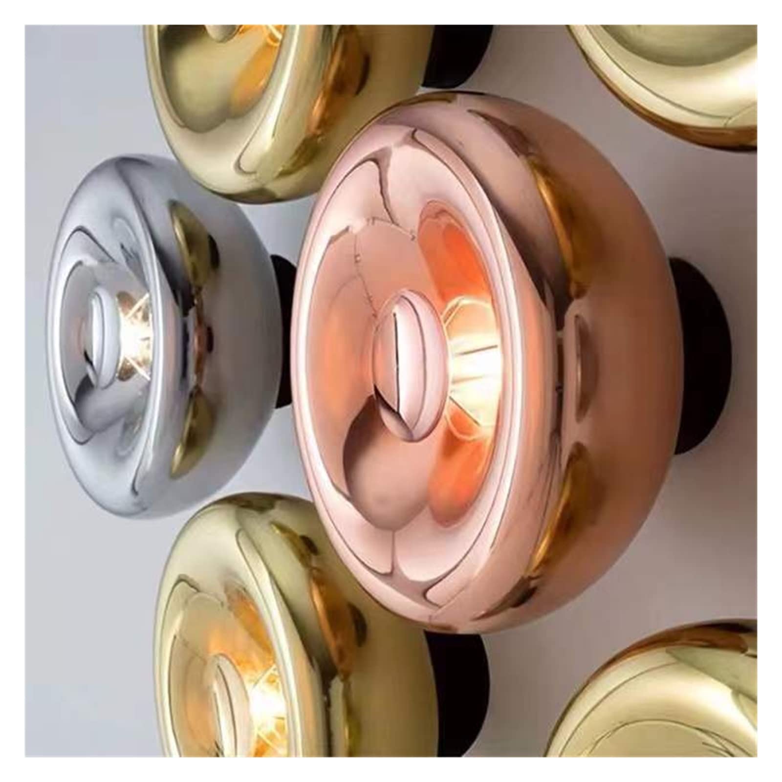 Nordic Modern Wall Sconce - Round Chrome & Rose Gold Glass Wall Lamp for Bedroom, Parlor, Living Room | Surface Mount Light Fixture for Home Decor & Ambient Lighting
