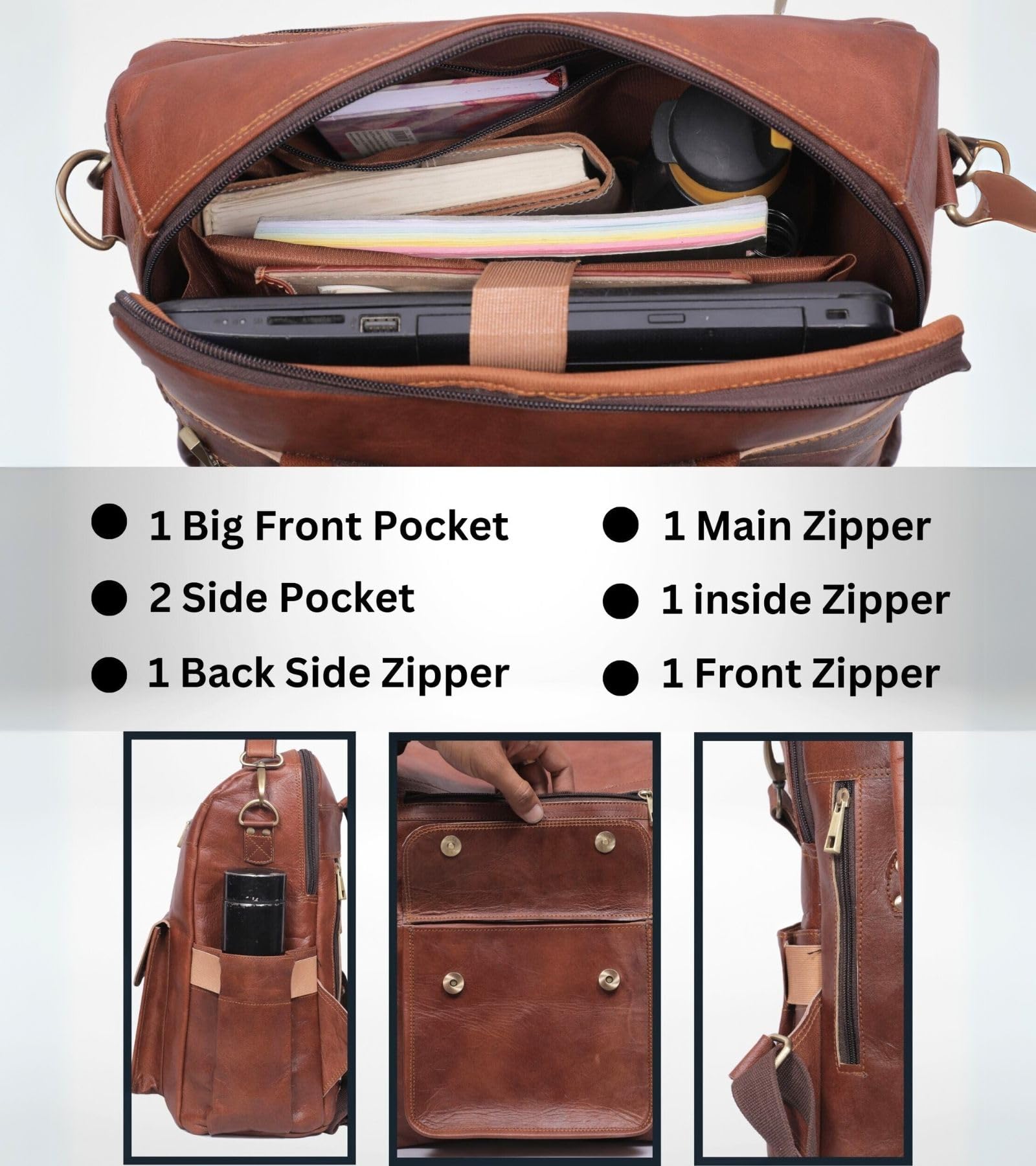 Genuine Leather Laptop Backpack for Women - Designer Brown Leather Backpack Purse with 15.6-inch Laptop Compartment - Perfect for Work, Business Travel & Everyday Commute - Durable & Stylish Office Bag for Professionals & Students