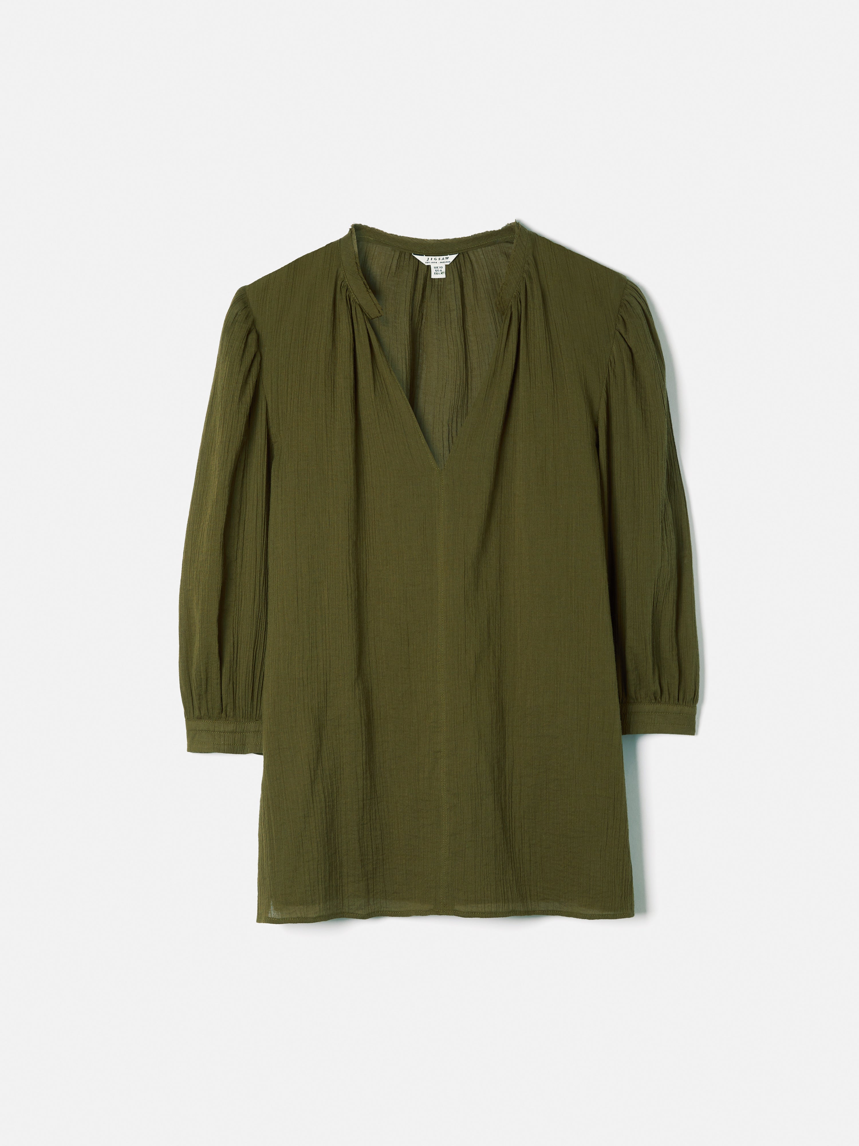 Crinkle Cotton Cicely Top for Women - Soft & Comfortable Khaki Blouse - Perfect for Casual Wear, Office Outfits & Summer Fashion