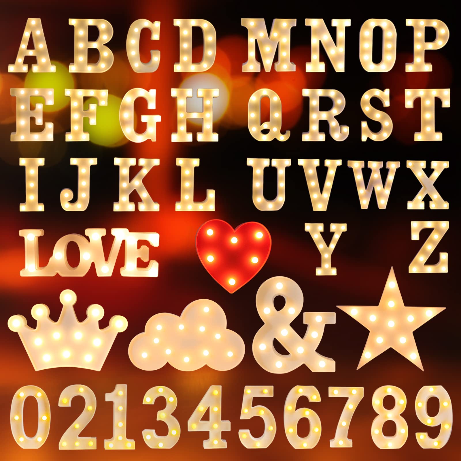 Laerjin Marquee LED Light Up Letters & Numbers - Decorative Wedding Birthday Christmas Party Sign for Home Bar Night Light - Perfect for Wedding Backdrops, Birthday Decor, and Holiday Lighting