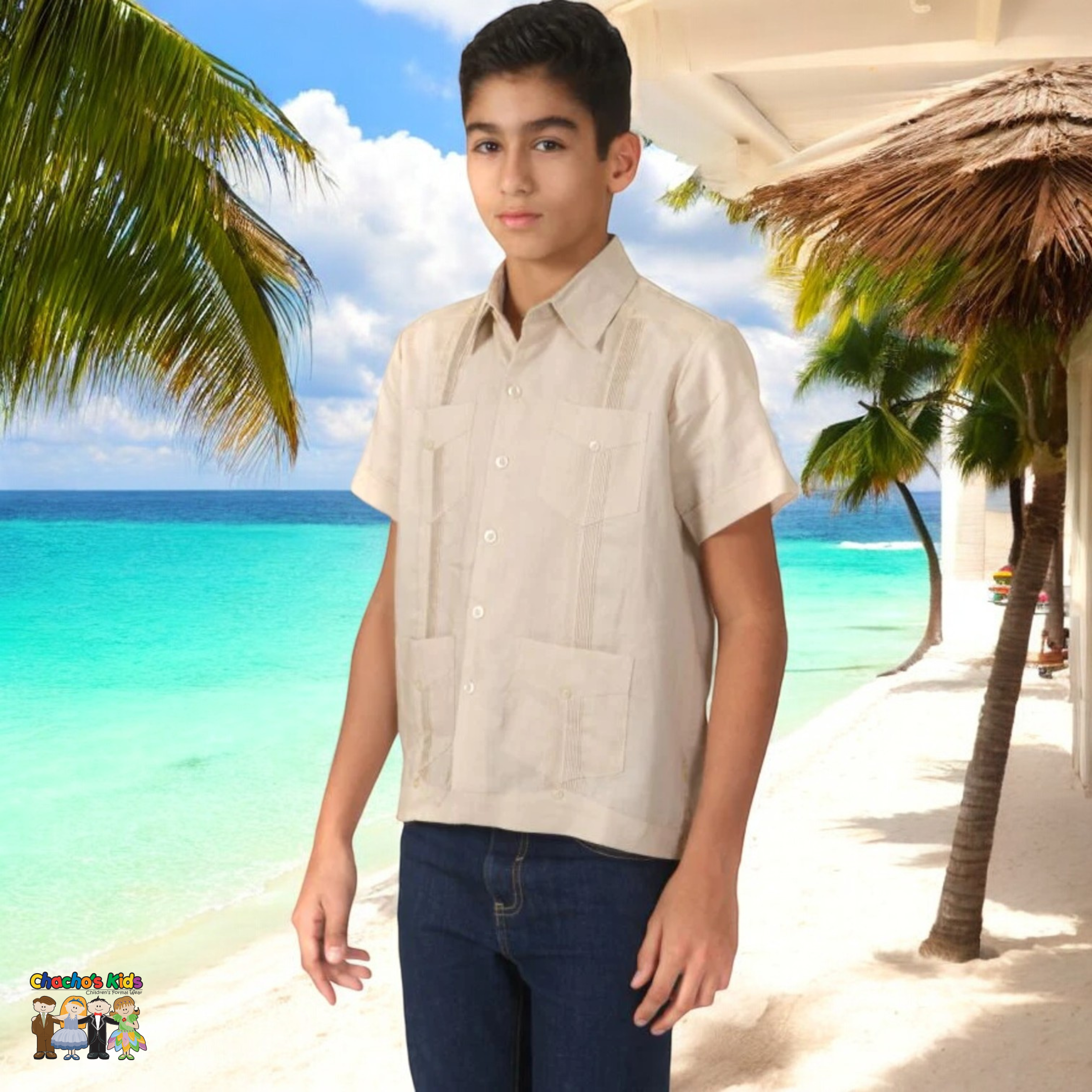 Boys Guayabera Shirt - Stylish & Comfortable (1645/1671) - Perfect for Summer Outfits & Special Occasions