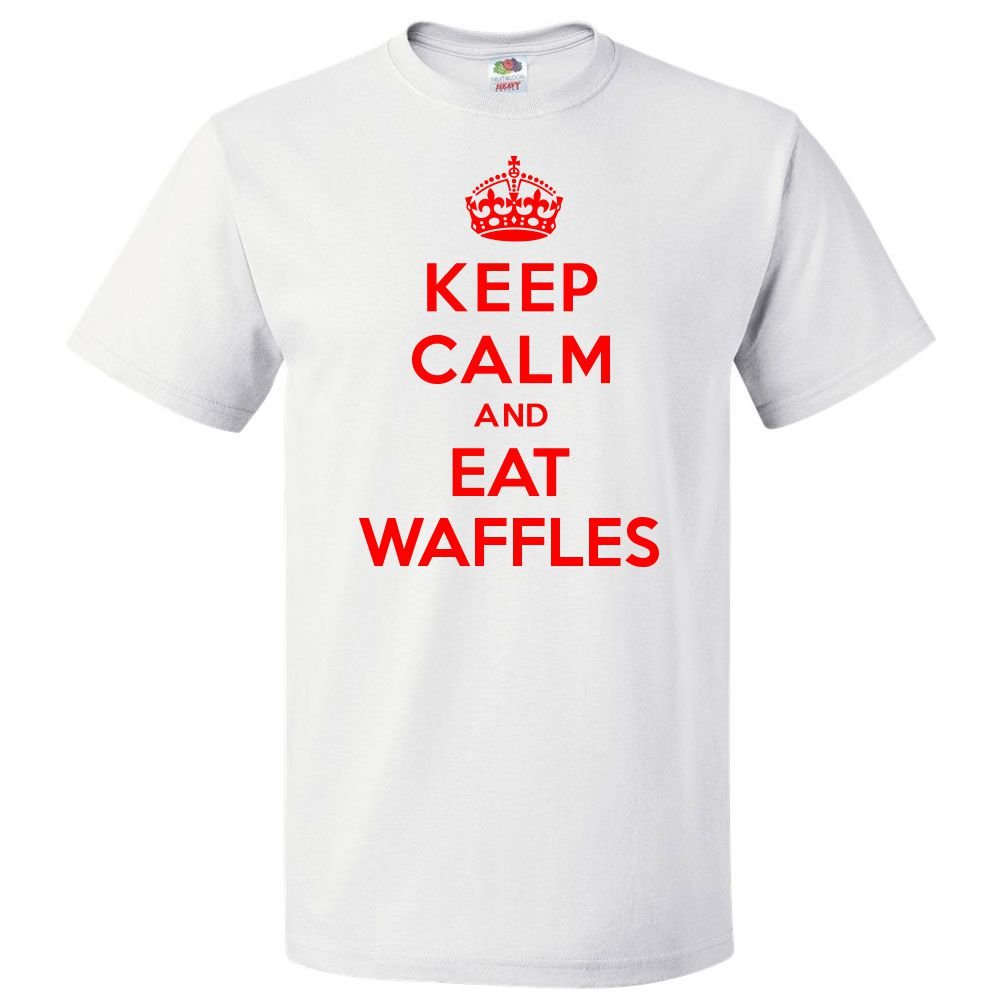 Funny Keep Calm and Eat Waffles T-Shirt - Comfortable Cotton Tee for Men & Women - Perfect for Breakfast Lovers, Casual Wear & Gifts
