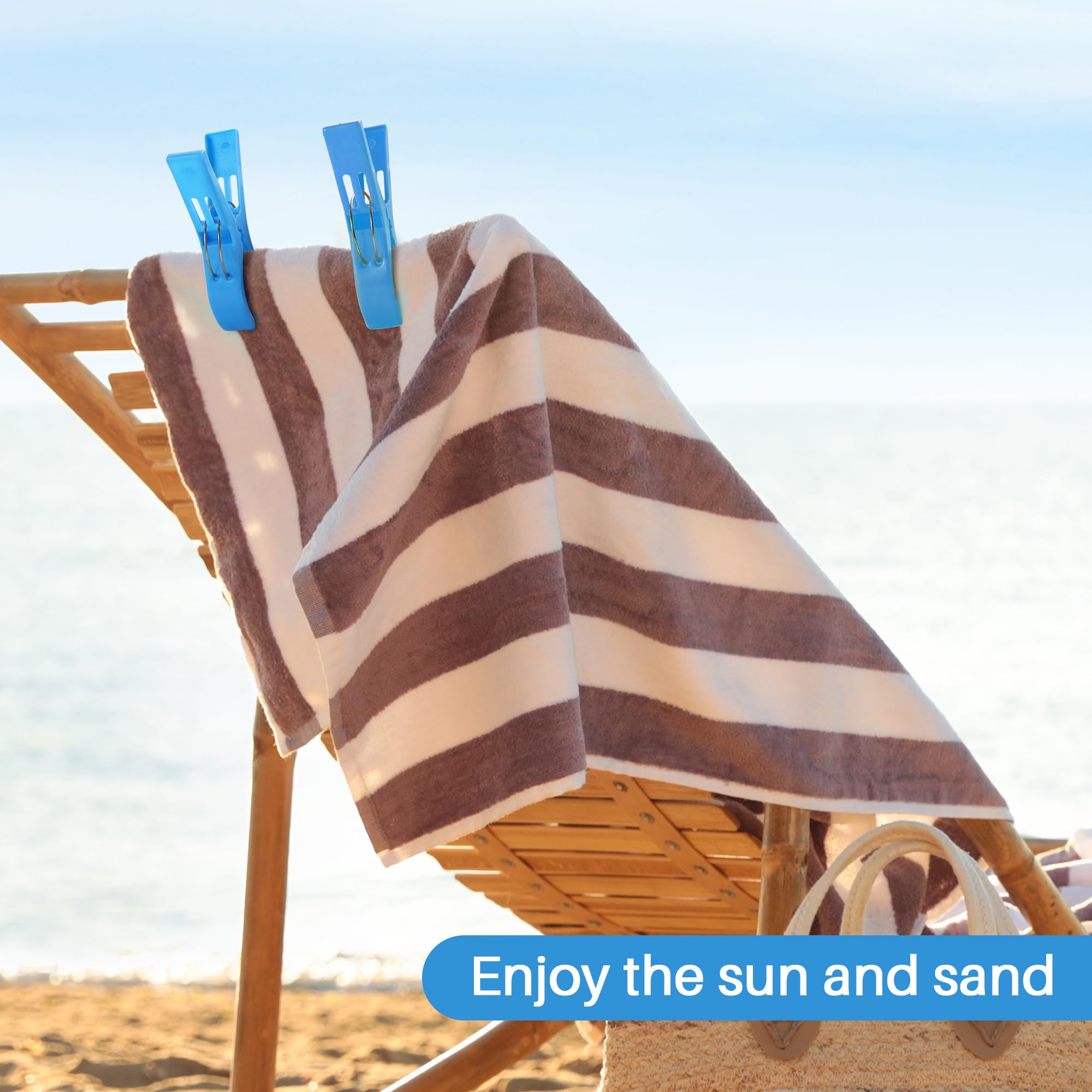 JABINCO 8-Pack Beach Towel Clips - Heavy Duty Plastic Chair Clamps for Pool, Lounge & Outdoor Use - Secure Towels, Blankets & Clothes on Chairs