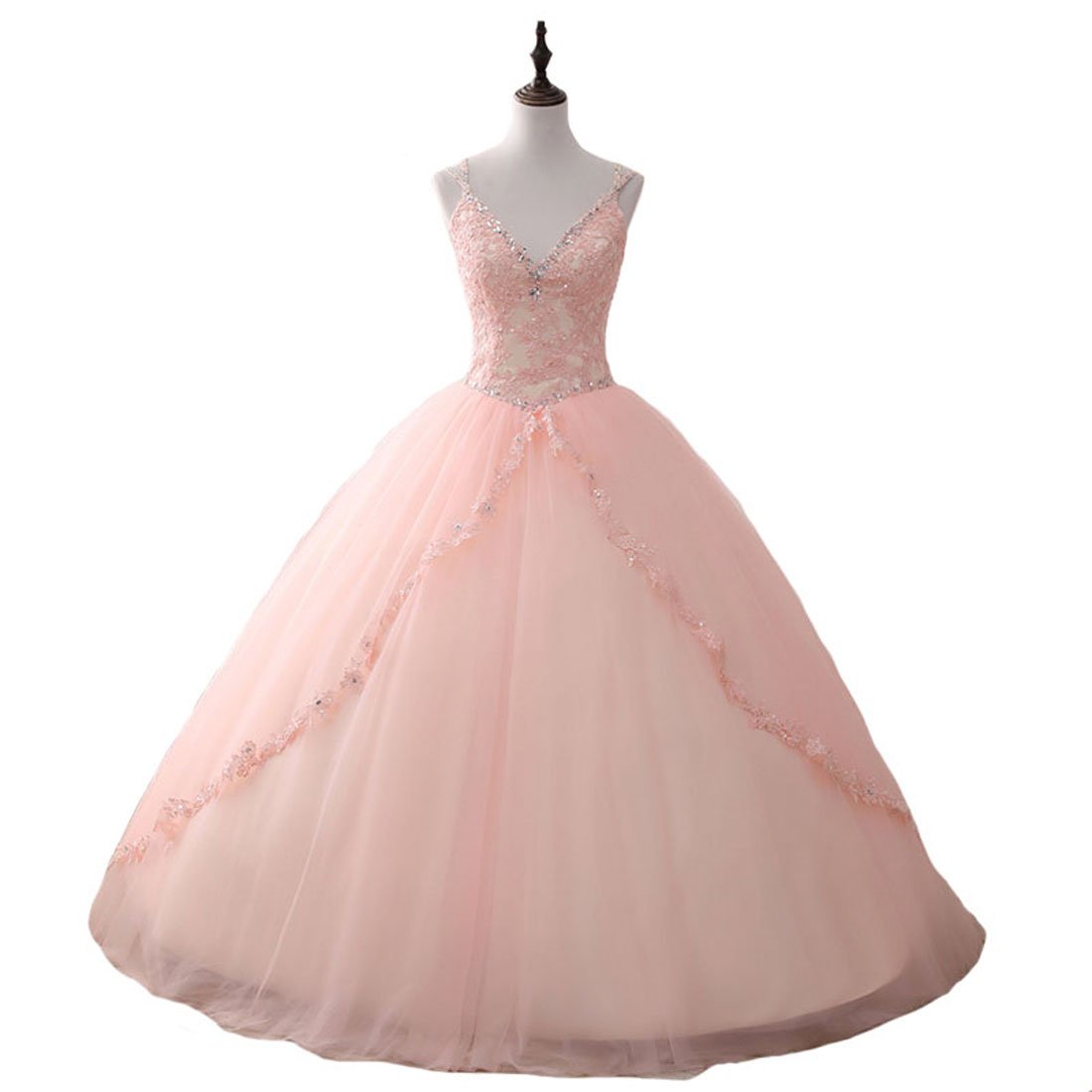Elegant Ishmon Women's Ball Gown with Spaghetti Straps & Appliques - Tulle Quinceanera Dress for Prom, Wedding, Pageant & Special Occasions