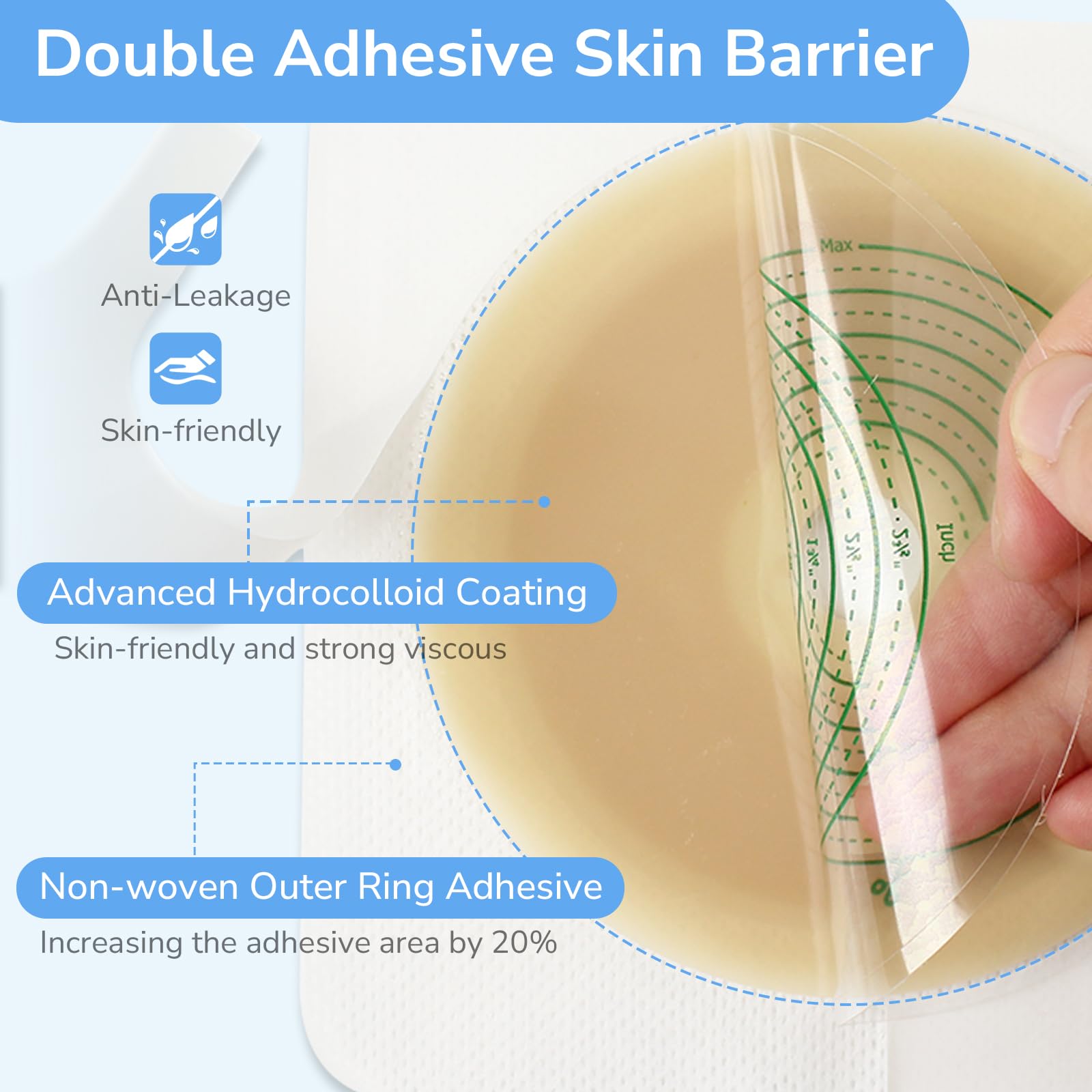 22-Piece Ostomy Supply Kit - 2-Piece Drainable Colostomy Bags with Closure for Ileostomy Stoma Care (16 Bags + 6 Skin Barriers) - Cut-to-Fit Up to 70mm - Ideal for Daily Use, Travel & Post-Surgery Recovery