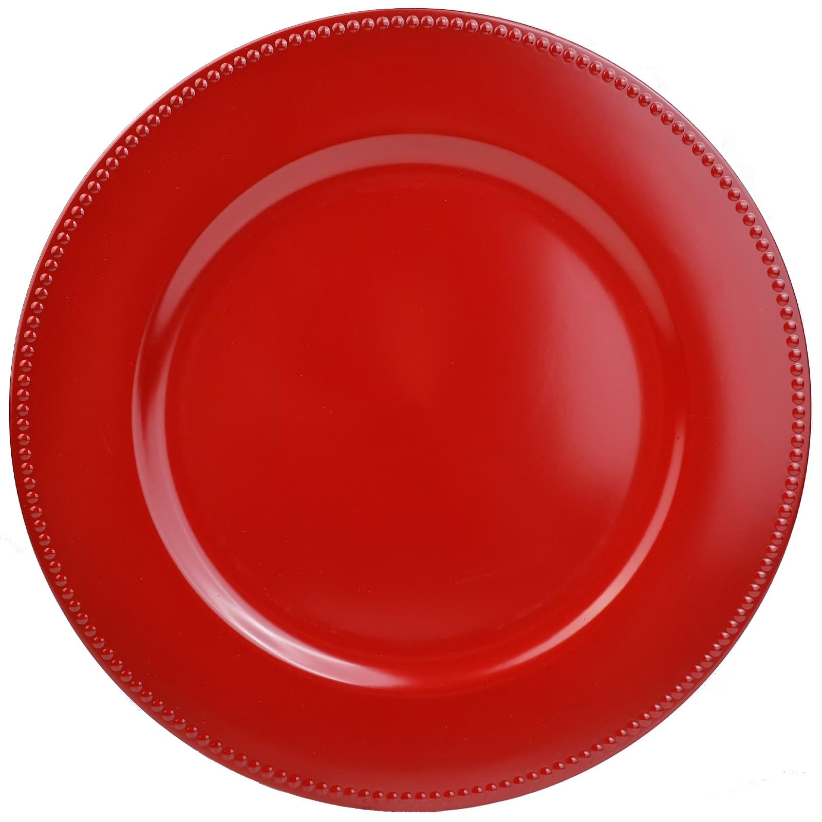 12-Pack Red Beaded Charger Plates - 13