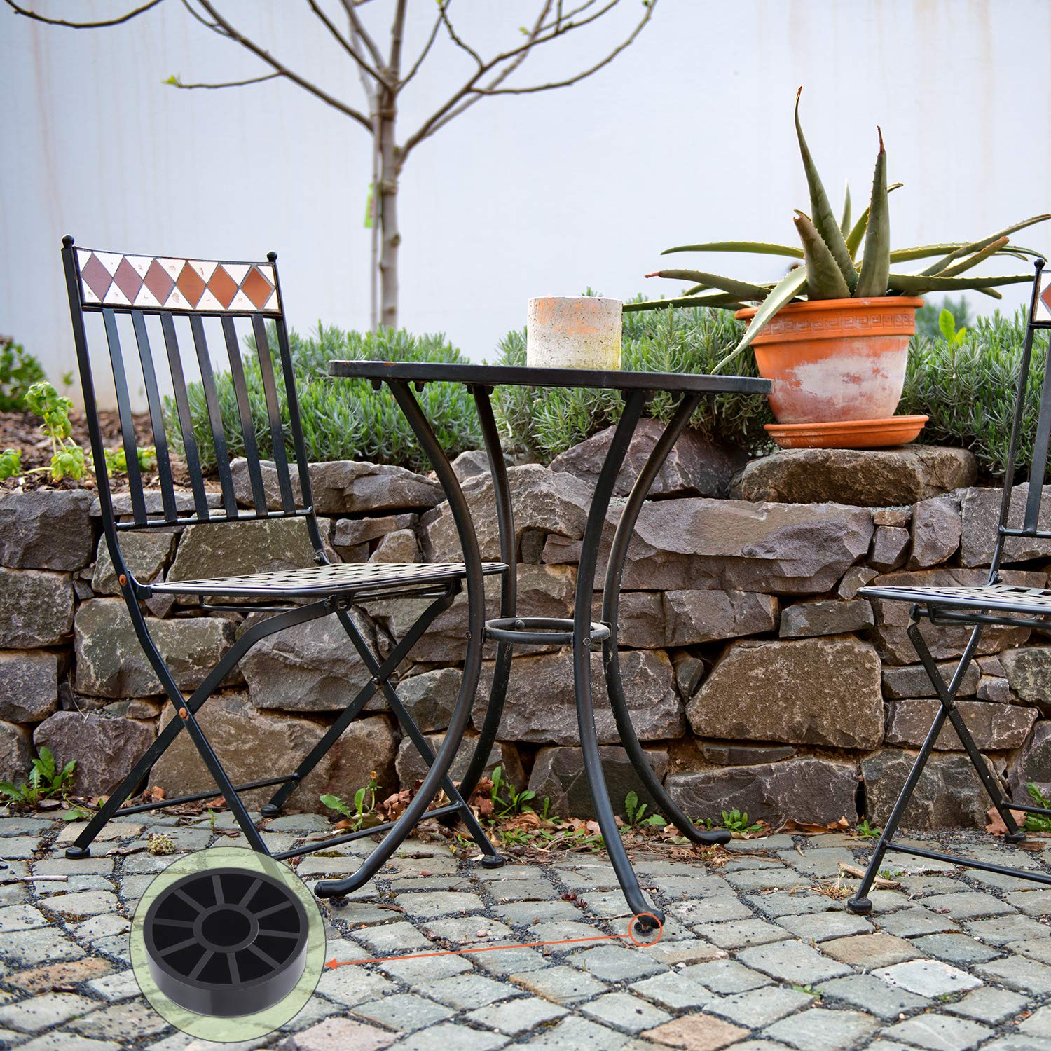 24 Pack Iron Outdoor Patio Furniture Chair and Table Feet Glide Protectors - Heavy Duty Floor Protectors for Decks, Concrete & Hardwood - Prevent Scratches & Damage (Black) - Perfect for Garden, Balcony & Restaurant Use