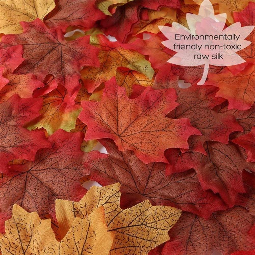 50Pcs Artificial Autumn Maple Leaves for Halloween, Thanksgiving, Christmas Decor - Wedding, Party, Scrapbooking, Photo Props, Coffee Shop Decoration - Perfect for Seasonal Home and Event Decorating