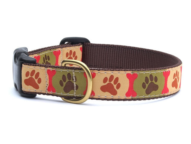 UpCountry Pawprints Dog Collar - Durable Nylon Pet Collar with Adjustable Buckle for Small Medium Large Dogs - Perfect for Walking, Training & Outdoor Adventures