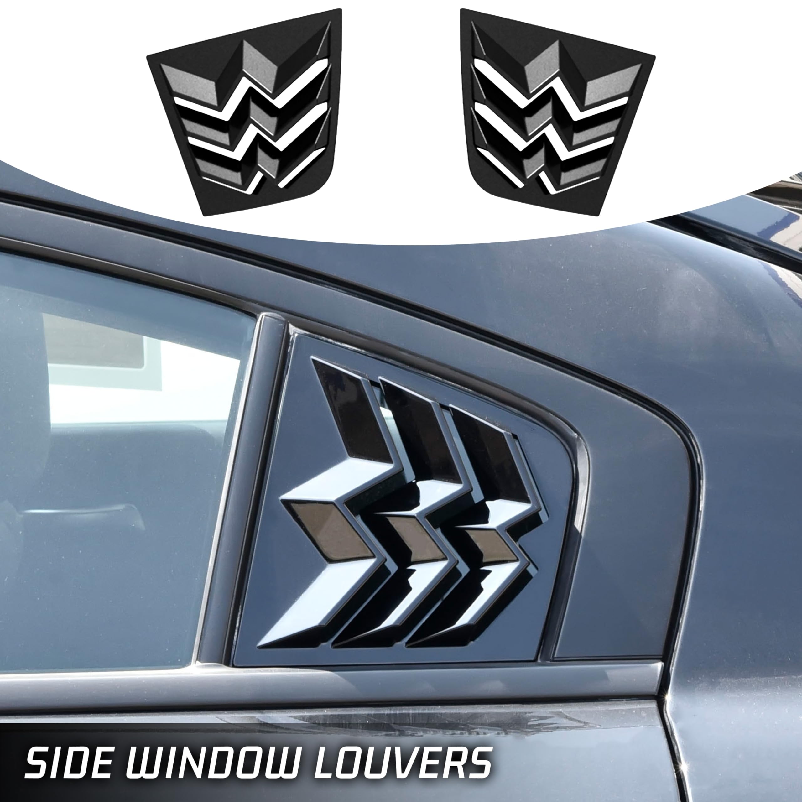 KEWISAUTO Gloss Black Rear & Side Window Louvers for 2011-2023 Dodge Charger | Windshield Sunshade Cover & Vent Accessories | Perfect for Street Racing & Car Shows