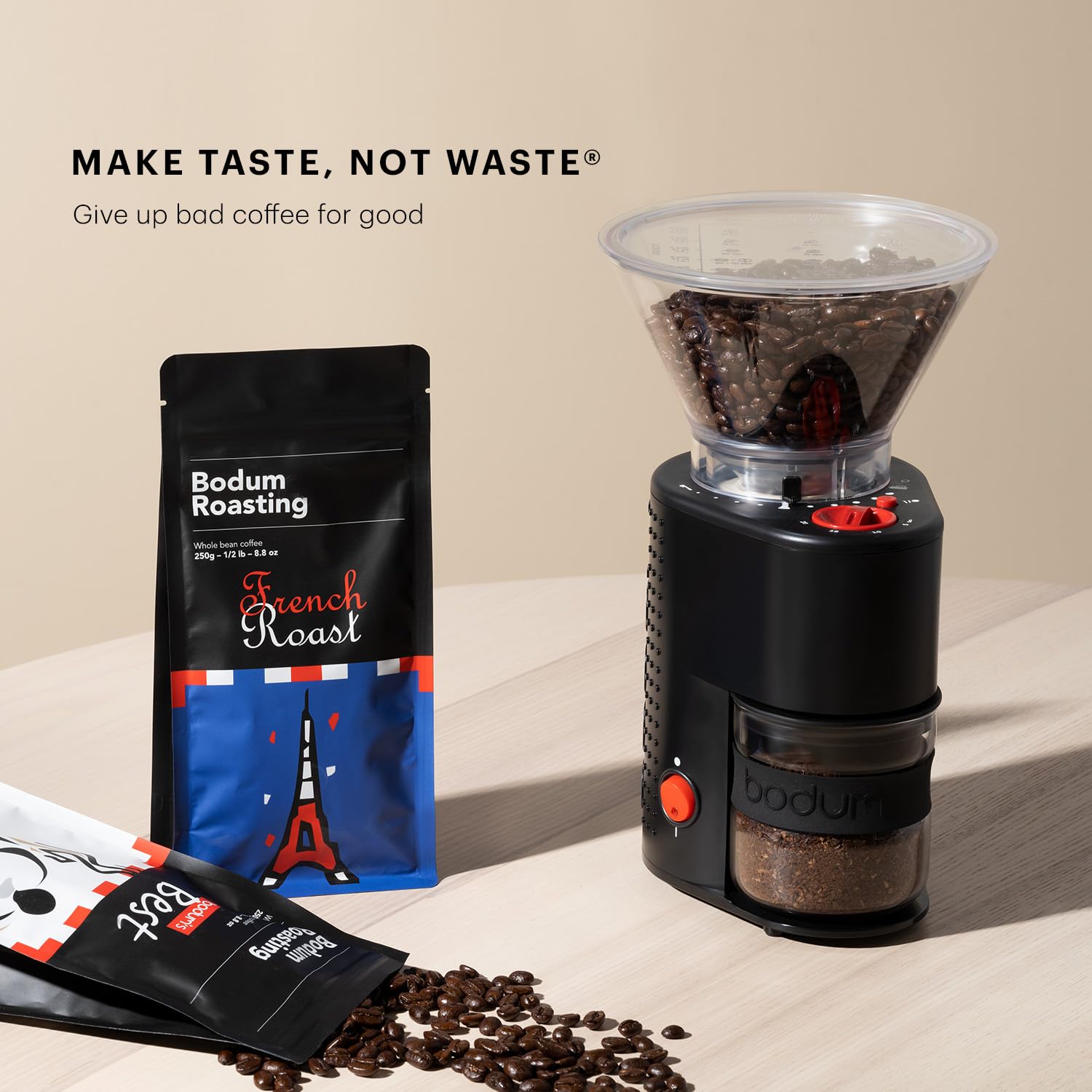 Bodim Bistro Electric Conical Burr Coffee Grinder - 12 Adjustable Grind Settings with Preset Timer, Black - Perfect for Home Baristas & Coffee Enthusiasts