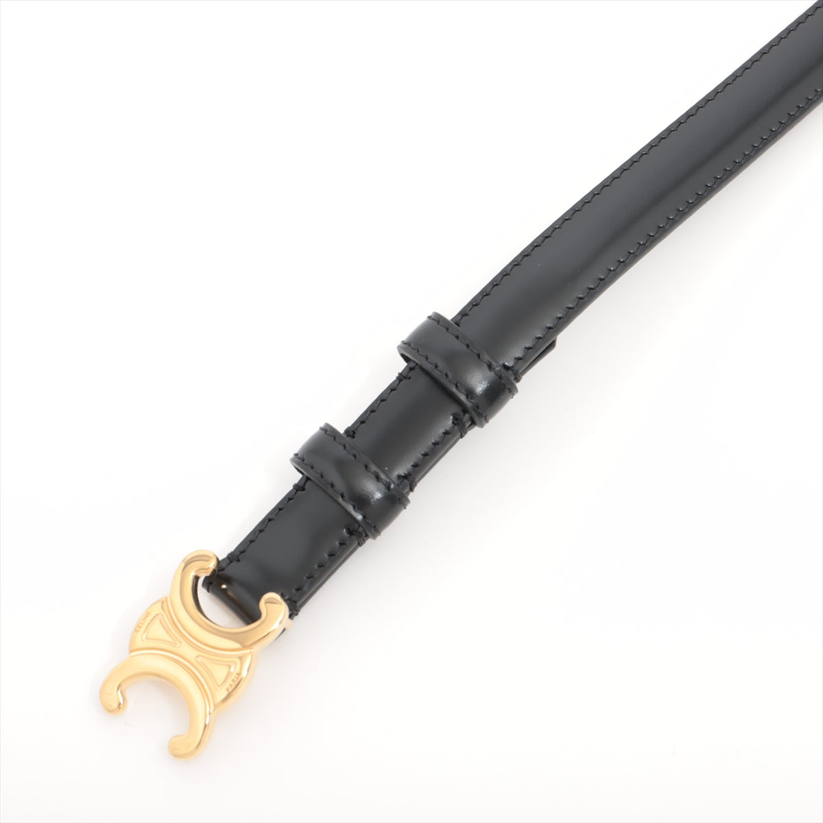 Celine Small Triomphe 75cm Black Leather Belt for Women | Luxury Designer Waist Belt | Perfect for Office, Party & Everyday Outfits