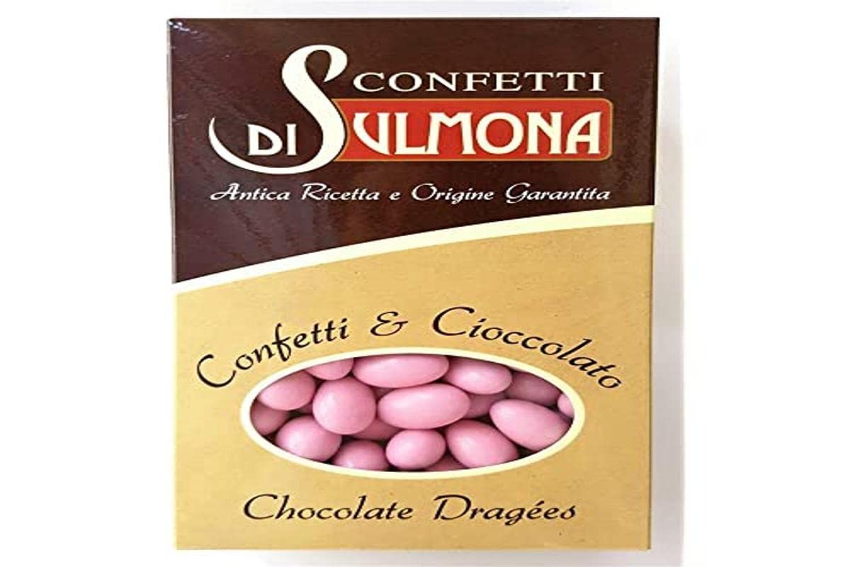 Premium Sulmona Dragées - Ciocomandorla Double Chocolate & Rose Flavored Almonds - 500g - Perfect for Weddings, Gifts & Gourmet Desserts