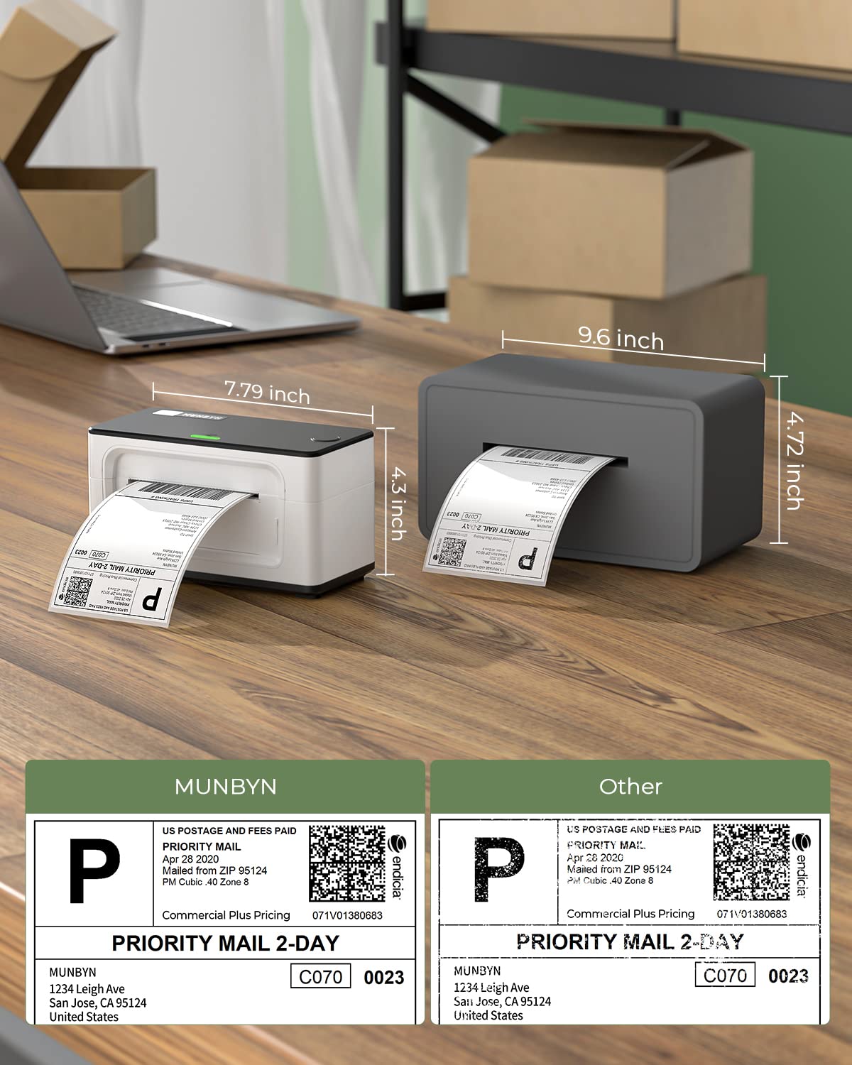 Munbyn 300 DPI Thermal Label Printer - 4x6 USB Barcode Shipping Label Maker for USPS, UPS, Shopify & eBay | Self-Adhesive Stickers for Small Business & Parcel Shipping | Easy One-Click Setup for Windows & Mac | Perfect for E-commerce, Warehouse & Home Office Use