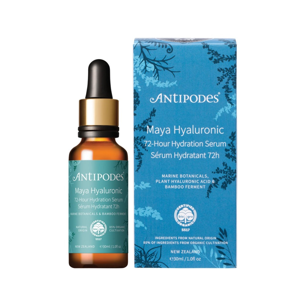 ANTIPODES Maya Hyaluronic 72-Hour Hydration Serum 30ml - Deep Moisturizing Face Serum for Dry Skin, Anti-Aging Skincare - Perfect for Night Routine & Daily Hydration