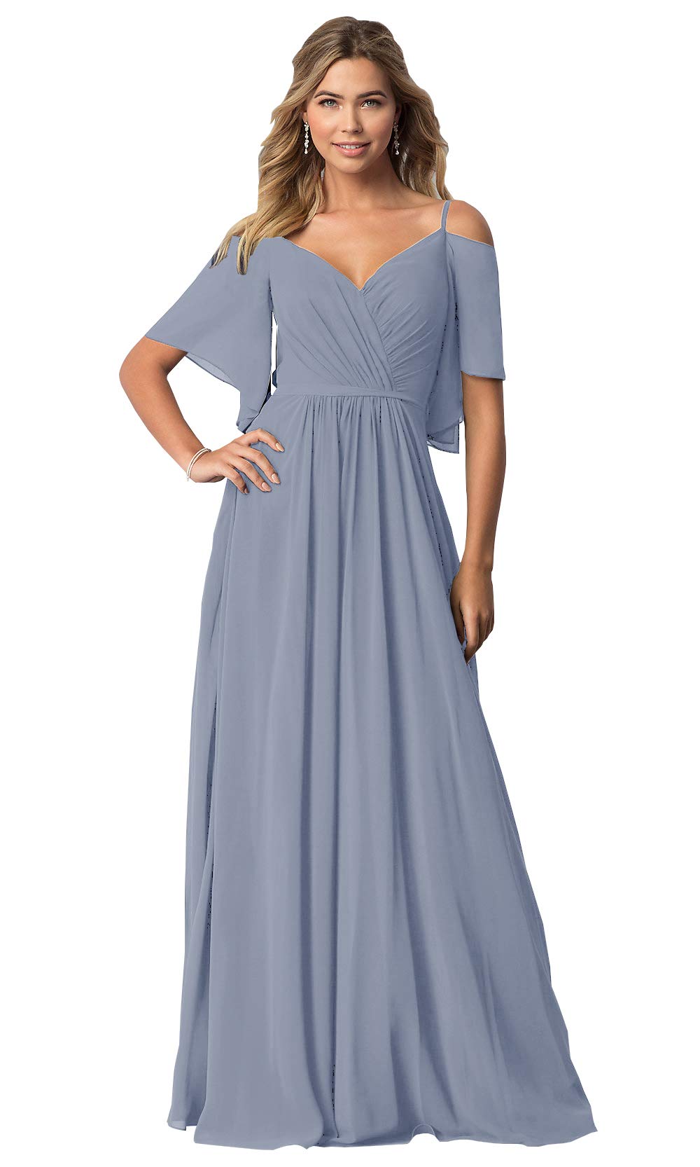 Karine Women's Off The Shoulder Long Sleeve Bridesmaid Dress - Elegant Formal Evening Gown for Wedding, Prom, Party & Special Occasions