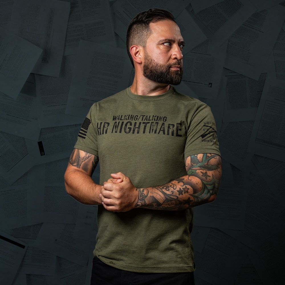 HR Nightmare T-Shirt - Military Green - Funny Office Humor Tee for Work, Gifts & Casual Wear