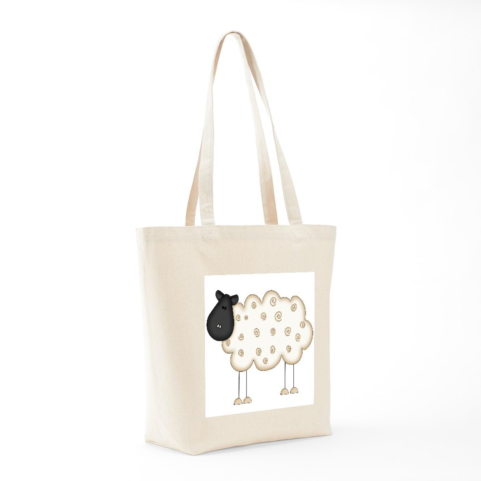 Stick Figure Sheep Tote Bag - Natural Canvas Reusable Shopping Bag for Groceries, Beach & Everyday Use | Eco-Friendly Cotton Tote with Funny Sheep Design