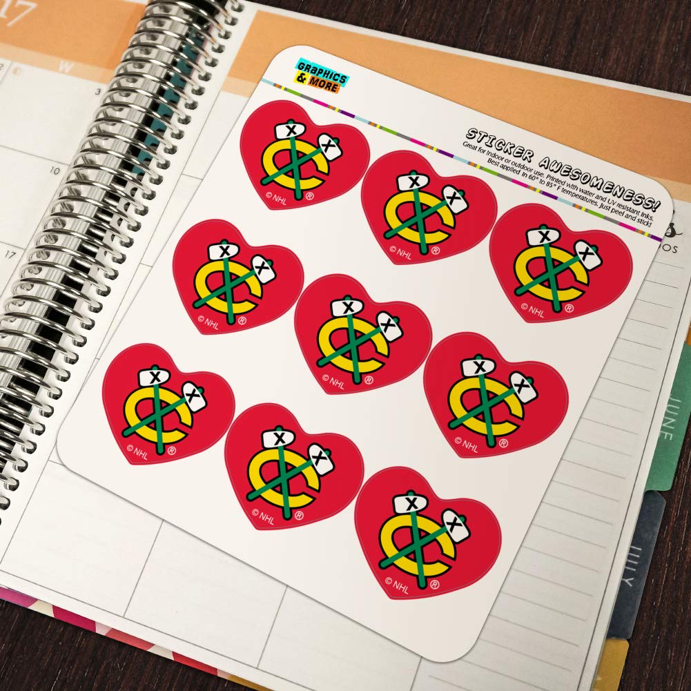 Chicago Blackhawks NHL Heart Shaped Planner Stickers - Scrapbook & Calendar Decorative Stickers for Hockey Fans - Perfect for DIY Crafts, Bullet Journals, and Game Day Decorations