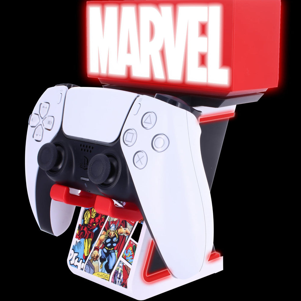Cable Guys LED IKONS Marvel Red Brick Logo Illuminated Device Holder - Superhero-Themed Phone Stand & Charging Station for Marvel Fans