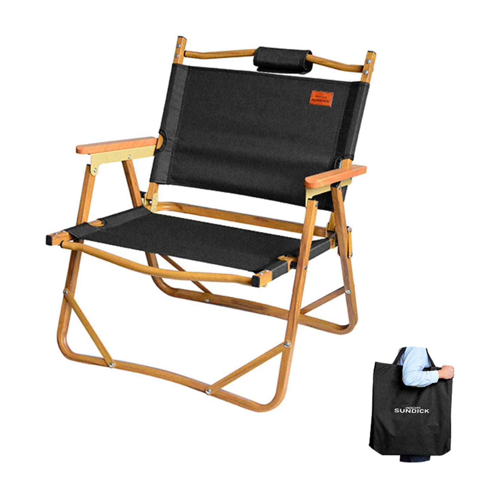 Lixada Portable Foldable Wooden Chair - Ultralight Camping Chair for Outdoor Activities, Beach, Fishing, Picnics & Relaxing | Compact & Durable Design for Travel, Hiking & Backpacking