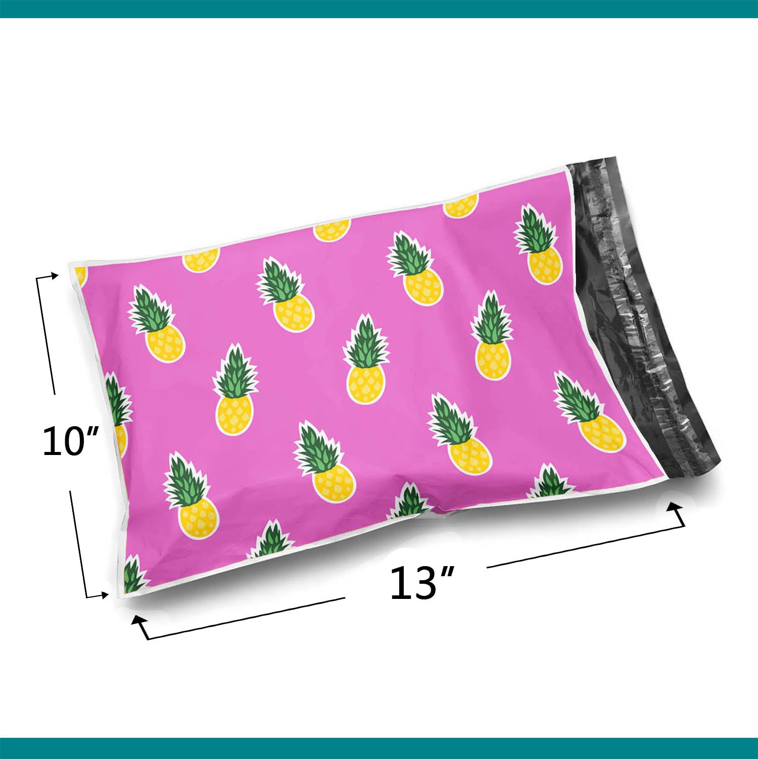 10x13 Inch Glossy Pink Pineapple Printed Poly Mailer Envelopes - 2 Mil Thick Waterproof Shipping Bags for Ecommerce, Clothing, Jewelry & Small Business Packaging | Perfect for Online Stores, Subscription Boxes & Gift Packaging