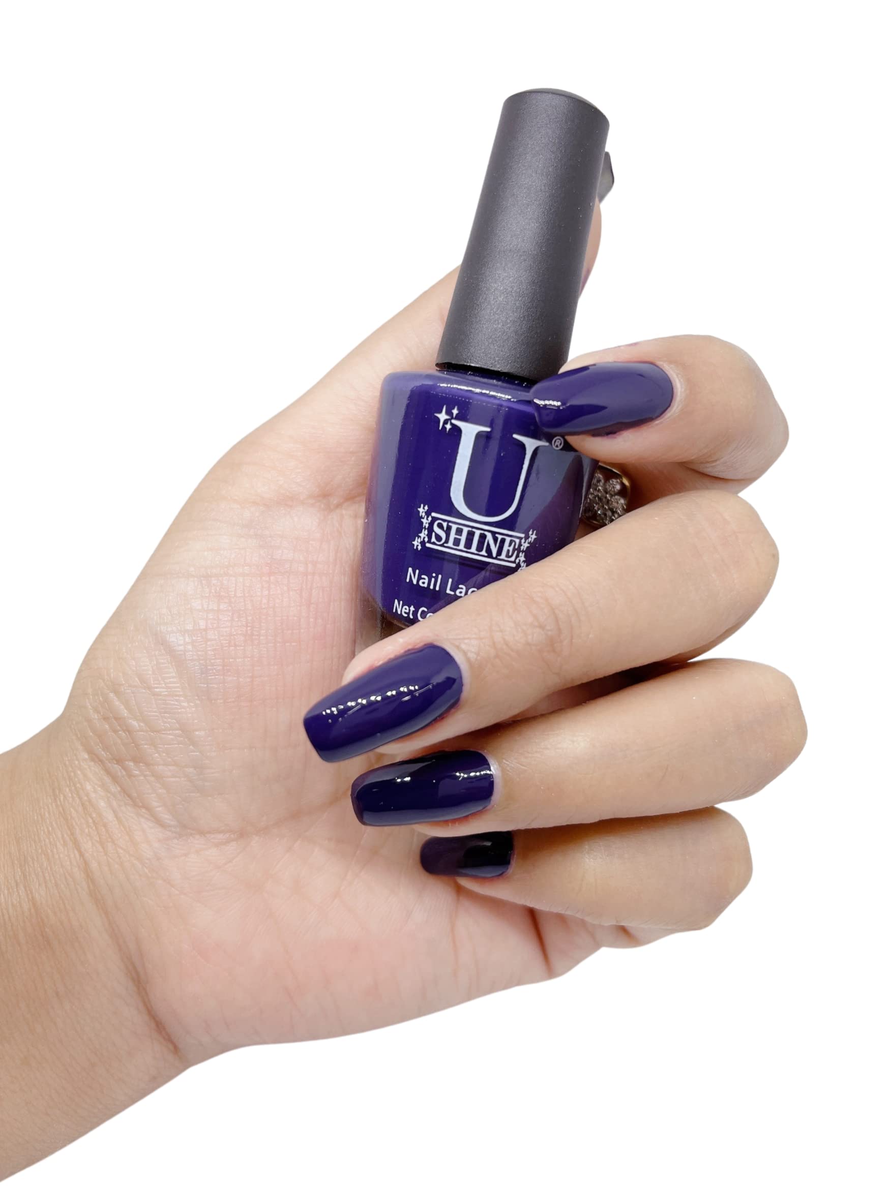 U Shine Hello Captain! Nail Polish - Blue Black Glossy 11ml, Paraben-Free, No Nail Yellowing, Chipping or Cracking, Long-Lasting & Vegan - Safe for Daily Use, Parties & Special Occasions