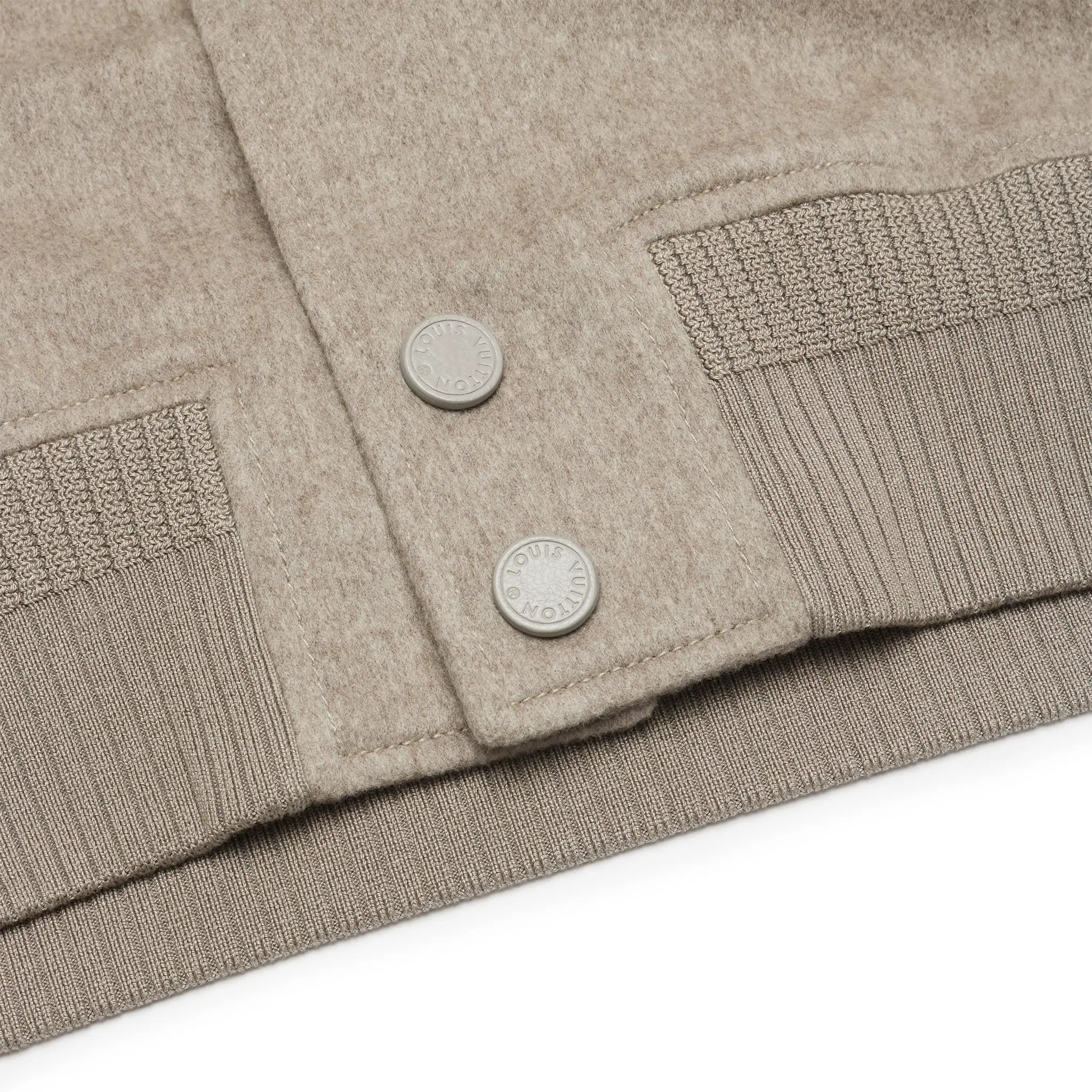 Louis Vuitton Wool Leather Beige Bomber Jacket for Men - Luxury Winter Coat with Premium Wool Lining & Genuine Leather Trim - Perfect for Business Casual & Night Out