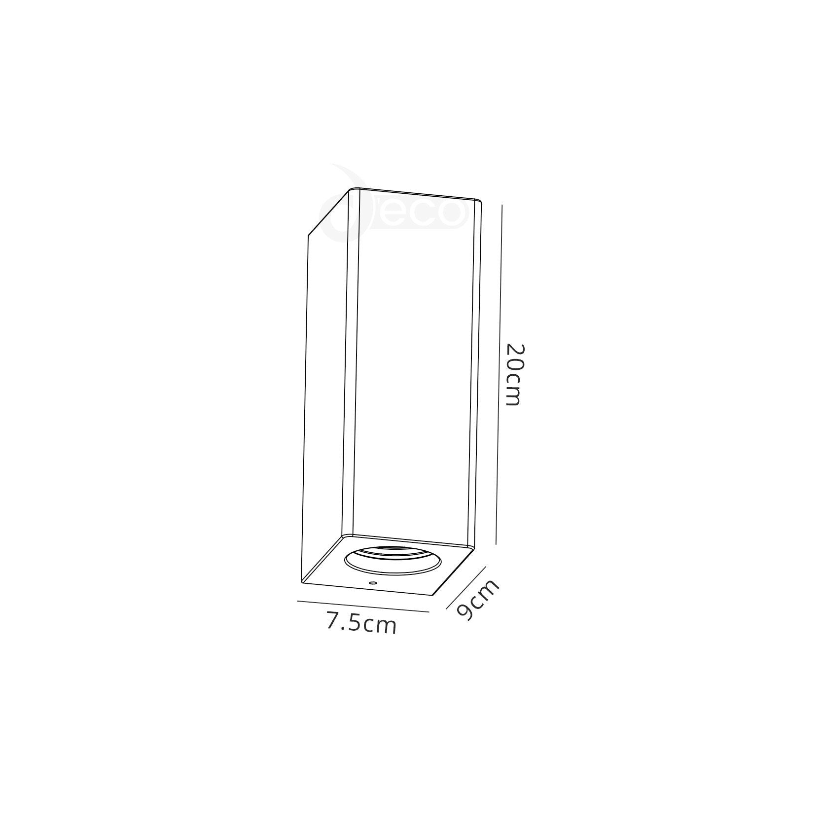 Alina Modern Rectangular & Cylinder Up Down Wall Lamp - 2 x GU10 Bulb Sockets - White Paintable Gypsum Finish - Perfect for Bedroom, Living Room & Hallway Lighting