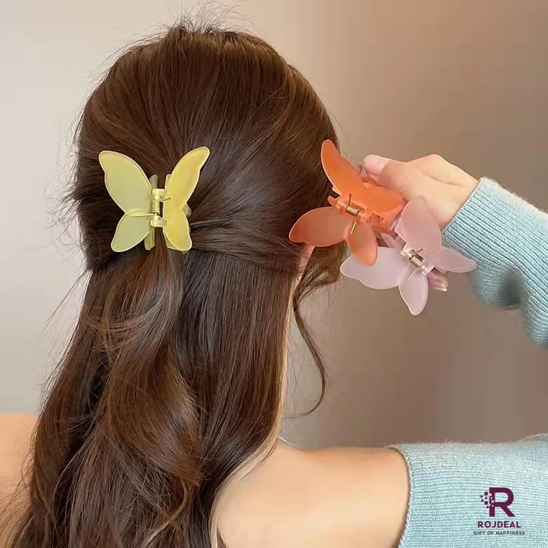 ROJDEAL Butterfly Hair Clips for Women - 4 Pack Large Claw Clips for Thick Long Hair - Stylish Hair Accessories for Ponytail, Bun & Updo Hairstyles - Perfect for Work, Party & Everyday Use