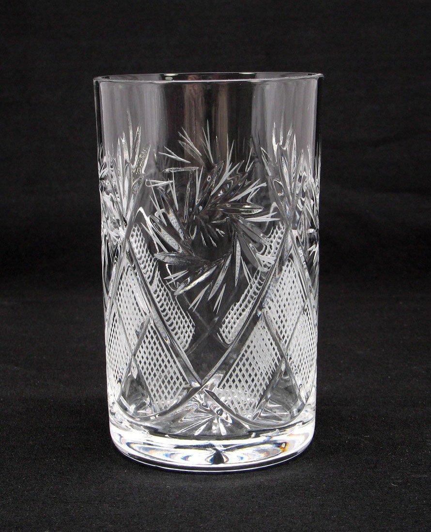 Premium Russian Cut Crystal Drinking Glasses - 8 oz Clear Glass Cups for Tea & Coffee - Perfect for Metal Glass Holder Podstakannik - Elegant Tea Time, Russian Tea Ceremony & Home Entertaining