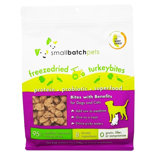 Premium Freeze-Dried Grain-Free Dog & Cat Treats - Smallbatch Turkey Bites - Healthy Natural Pet Snacks for Training, Rewards & Daily Nutrition
