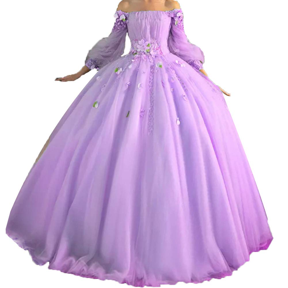 Vivi Women's Off Shoulder Long Sleeve Quinceanera Ball Gown - Elegant Formal Party Dress for Prom, Homecoming, Sweet 16 & Special Occasions