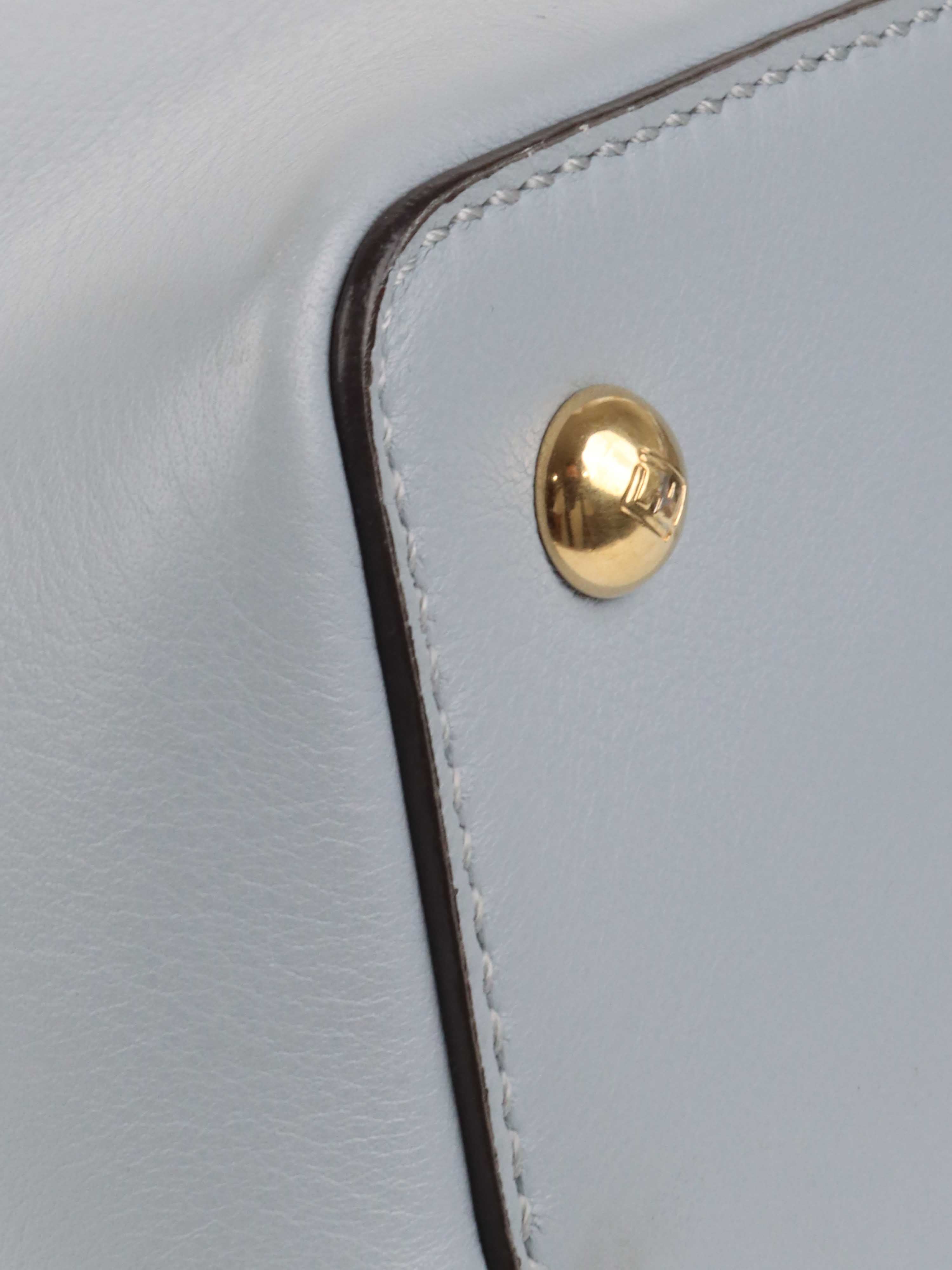 Fendi 2Jours Shoulder Bag in Pale Blue | Luxury Leather Handbag for Women | Perfect for Work, Travel & Everyday Use