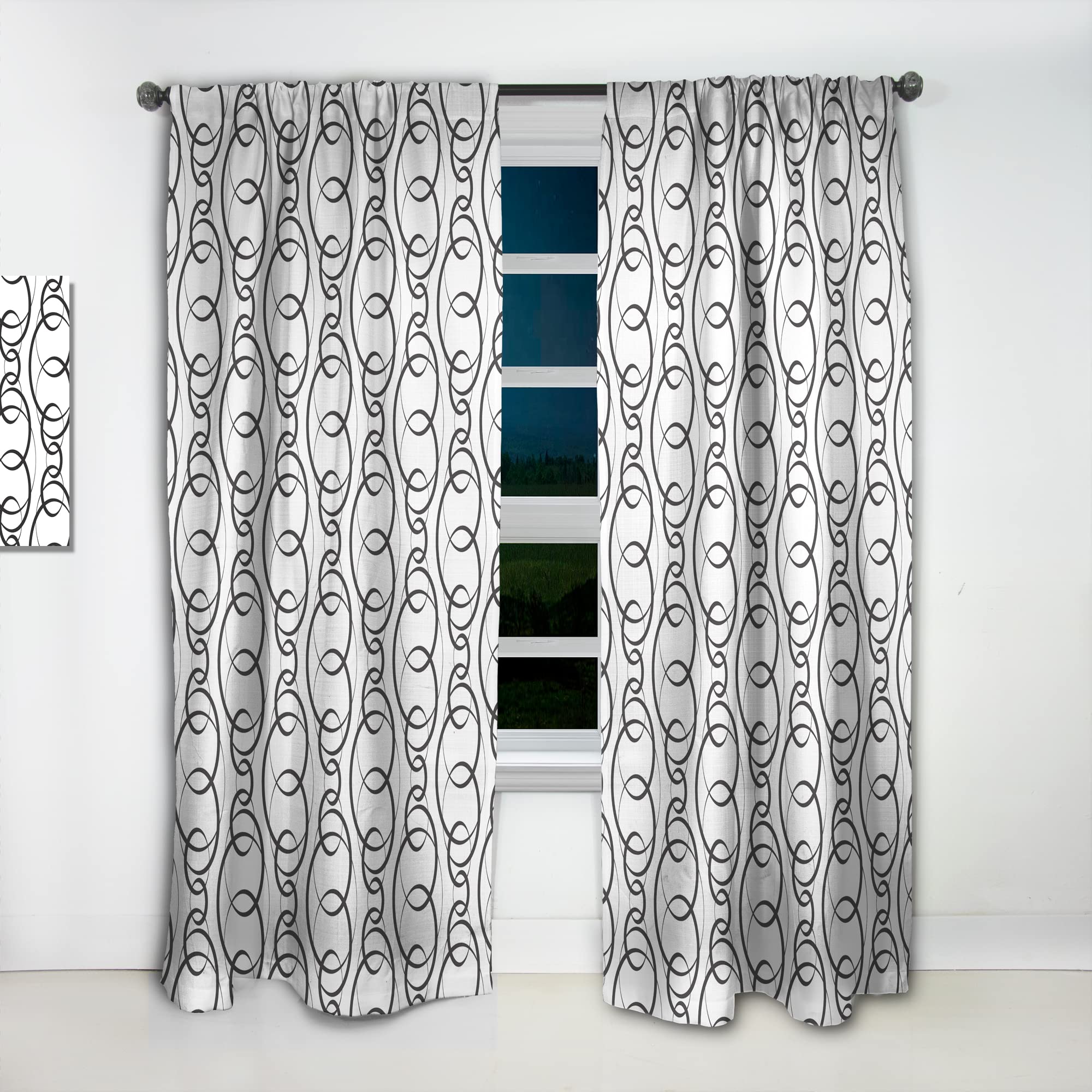 Retro Geometric Abstract Minimalist Pattern VI Thermal Insulated Curtains - Single Panel 52x84 - Blackout Drapes for Bedroom & Living Room - Perfect for Modern Home Decor & Sun Protection