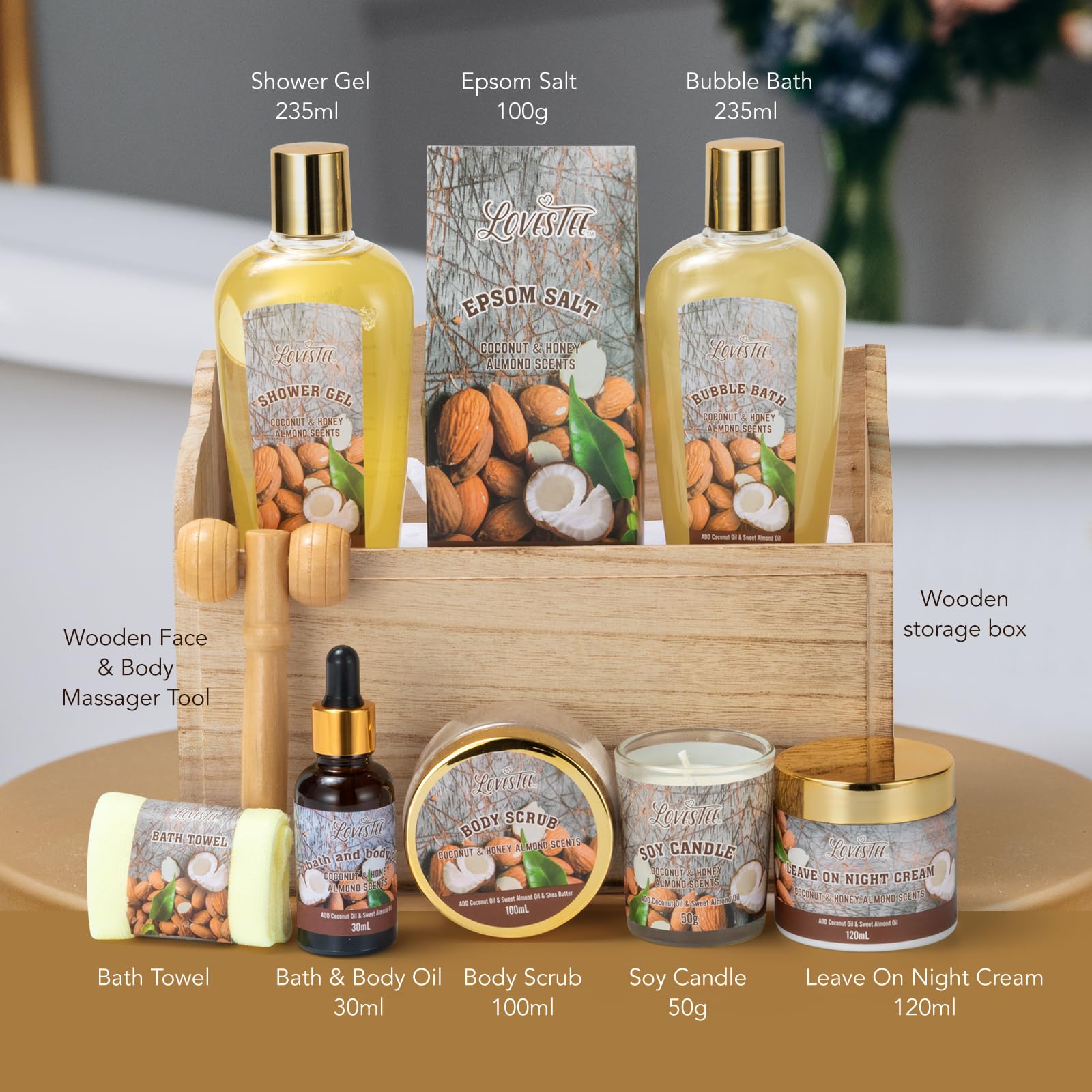 10-Piece Luxury Spa Gift Set for Women - Relaxing Bath & Body Kit with Epsom Salt, Body Oil, Scrub, Candle & Wood Massage Tool | Perfect Mother's Day Gift, Birthday Present & Self-Care Treat | At-Home Spa Day, Stress Relief & Pampering Experience