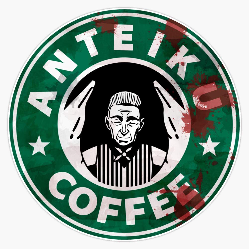 Anteiku Coffee Logo Vinyl Sticker Decal - 5 Inch Waterproof Durable for Laptop, Wall, Window, Car Bumper - Perfect for Coffee Lovers & Anime Fans Decor