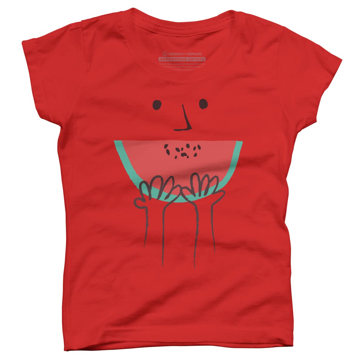 Design By Humans Girl's Summer Smile Graphic Tee - Cute Cartoon Print Cotton T-Shirt for Women & Teens - Perfect for Casual Wear, Beach Outings & Summer Vacations
