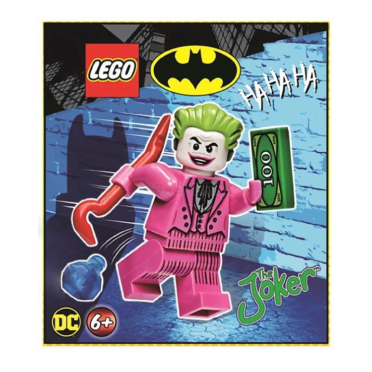 LEGO DC Comics The Joker Minifigure - Dark Pink Suit with Grin & Closed Mouth Faces (2021) | Perfect for Collectors, Superhero Displays & Batman Toy Scenes