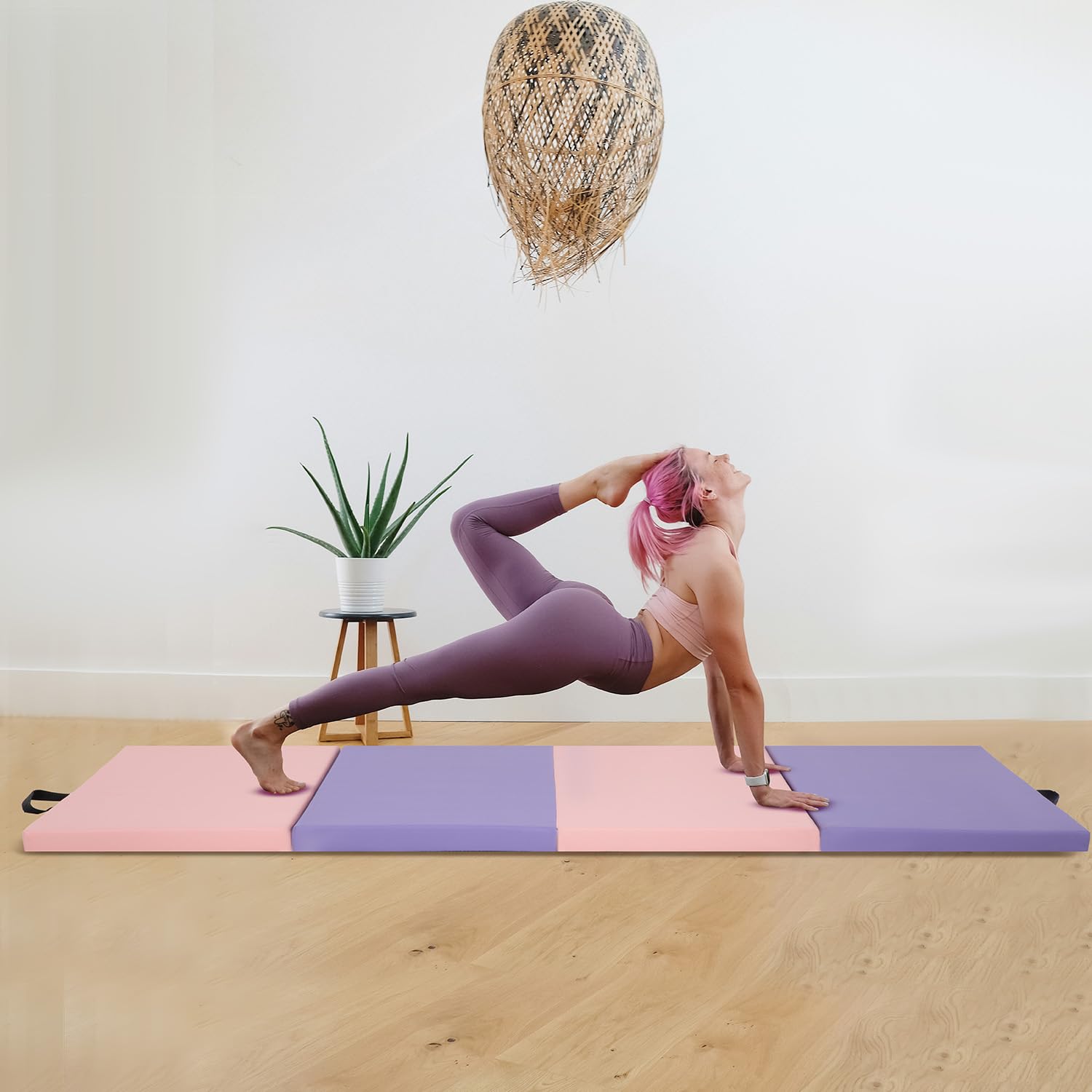 Best Foldable Portable Gymnastics Mat - Thick Tumbling Exercise Mat with Carrying Handles for Home, Gym & Studio - Ideal for Yoga, Cheerleading & Fitness Training