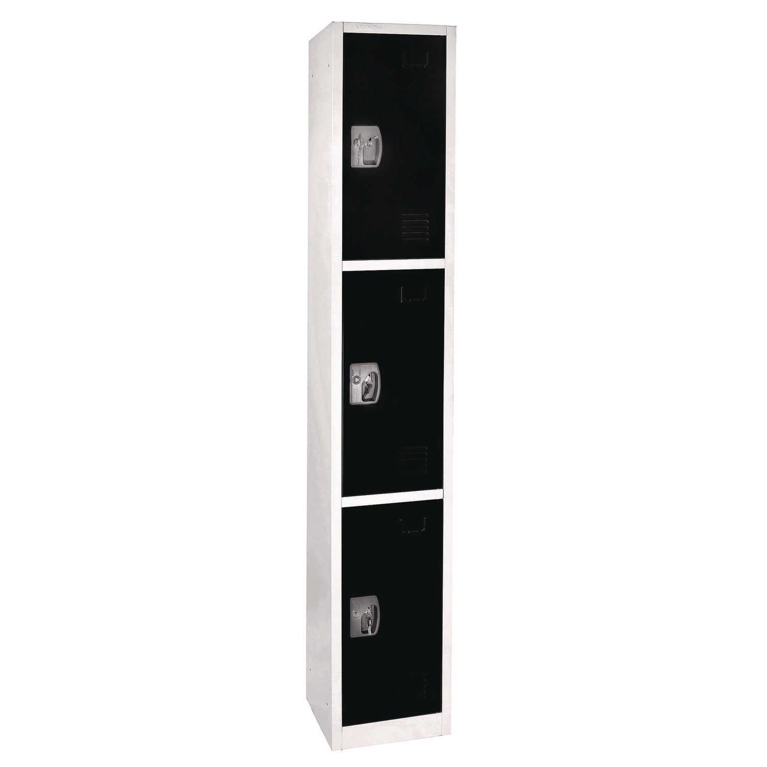 AdirOffice 3-Compartment Steel Storage Locker - 12x12x72 Inches, Black - Perfect for Gym, School, Office & Warehouse Organization