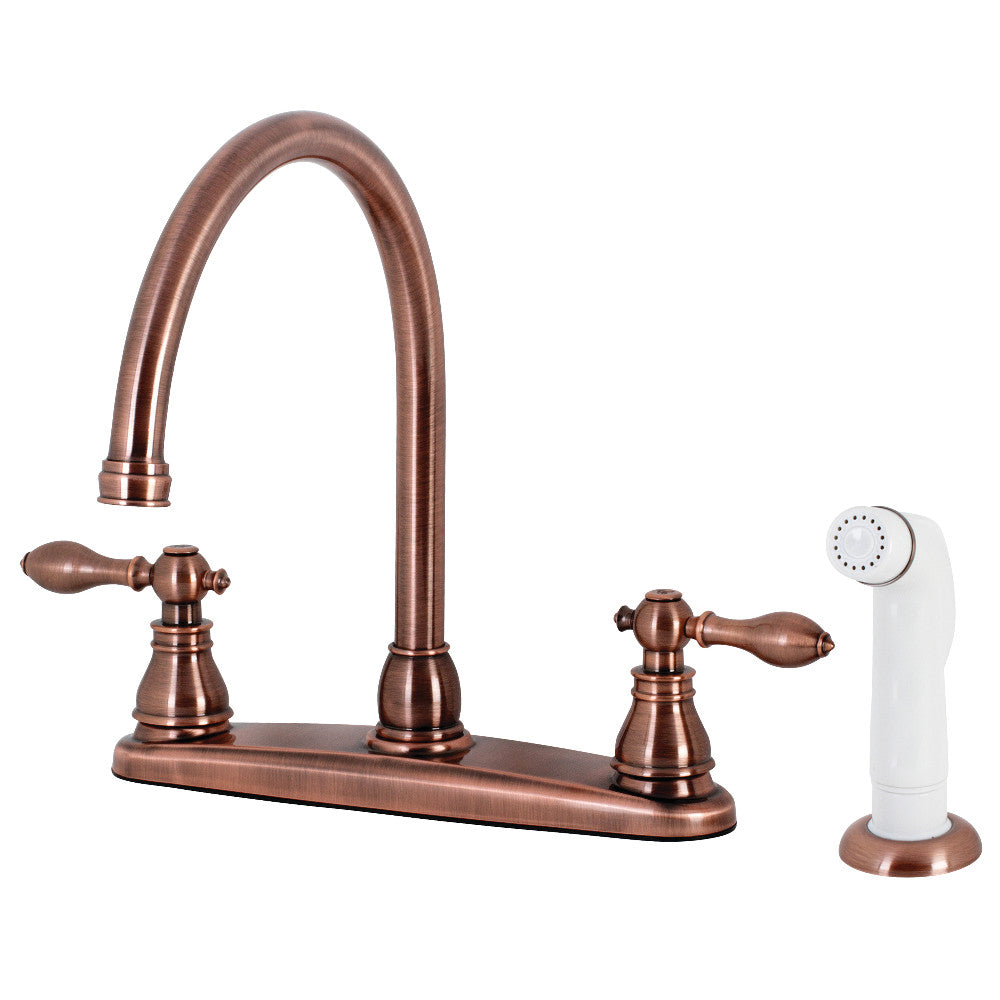 Kingston Brass KB726ACL American Classic Centerset Kitchen Faucet with Side Sprayer - High Arc Pull-Out Sprayer for Modern Kitchens, Easy Installation & Durable Finish (Perfect for Cooking, Washing Dishes & Food Prep)
