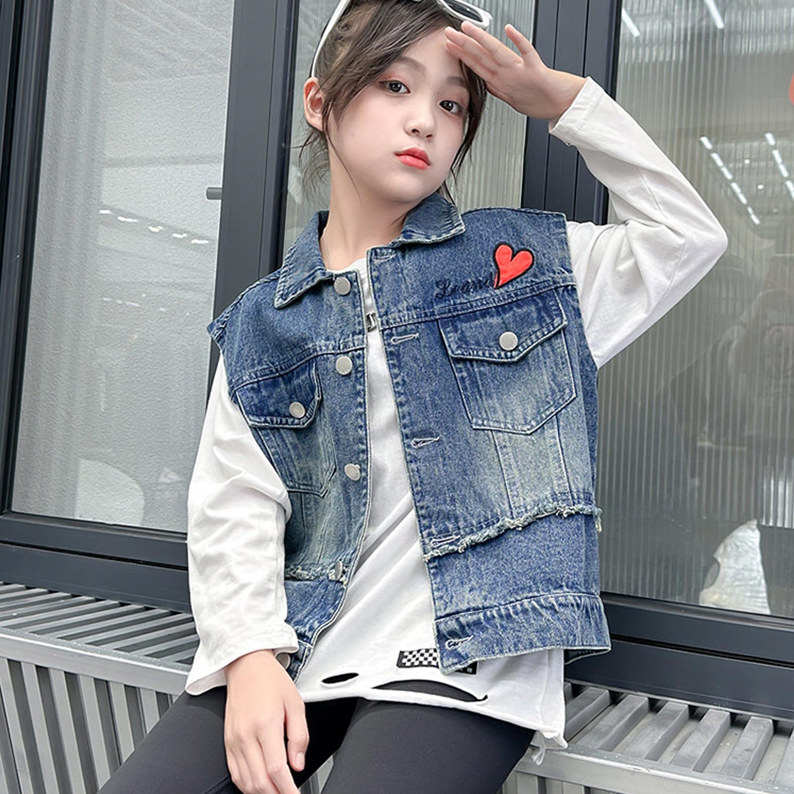 Girls Denim Vest - Button Down Sleeveless Jean Jacket for Kids Ages 4-14 | Cute Outerwear for School, Playdates & Casual Outings