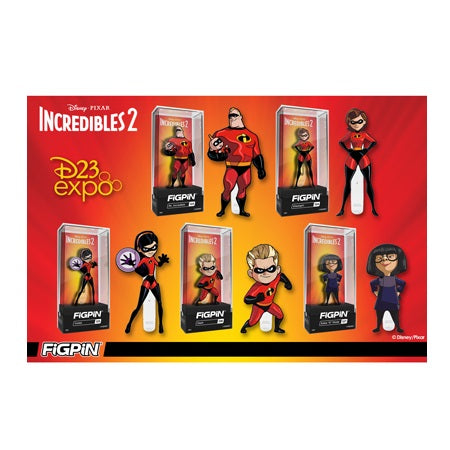 Disney and Pixar Incredibles 2 FiGPiN Enamel Pins - 2019 D23 Expo Exclusive 5-Piece Set | Collectible Pins for Fans, Disney Merchandise, and Pin Trading Enthusiasts