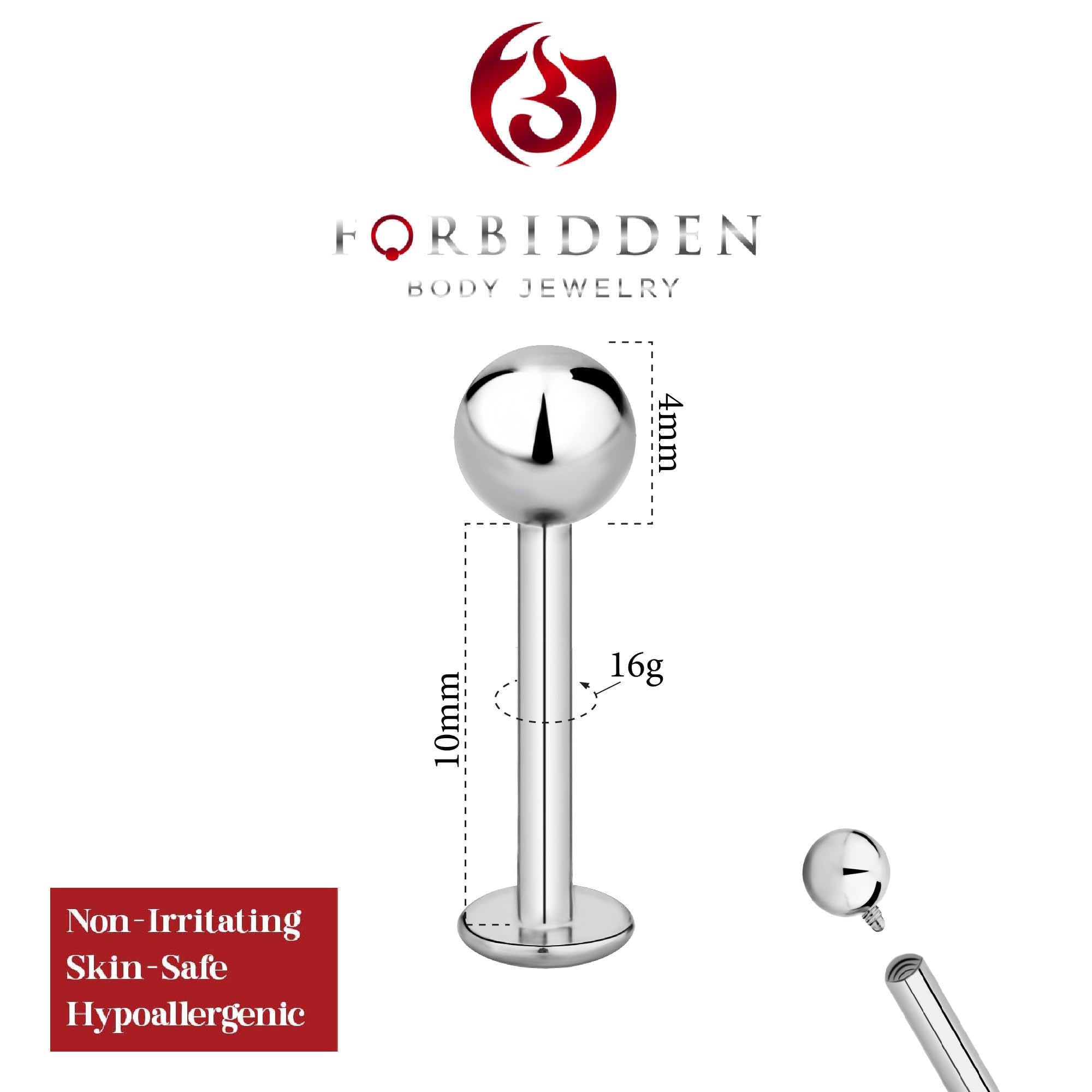 14g-16g Surgical Steel Tragus, Helix & Labret Piercing Stud Earrings with Ball Top - Body Jewelry for Cartilage, Lip & Ear Piercings - Perfect for Everyday Wear & Special Occasions